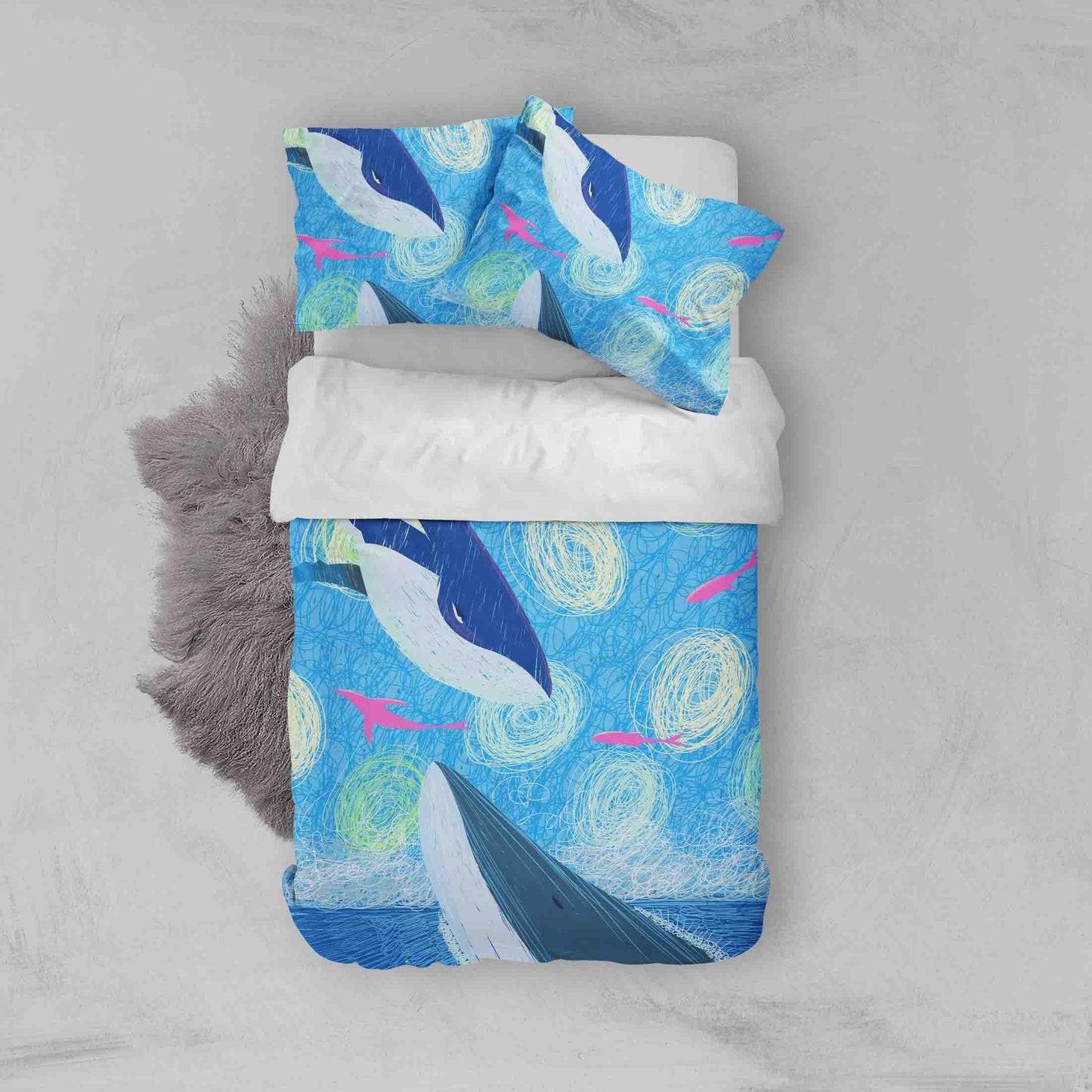 3D Blue Whale Quilt Cover Set Bedding Set Pillowcases 135