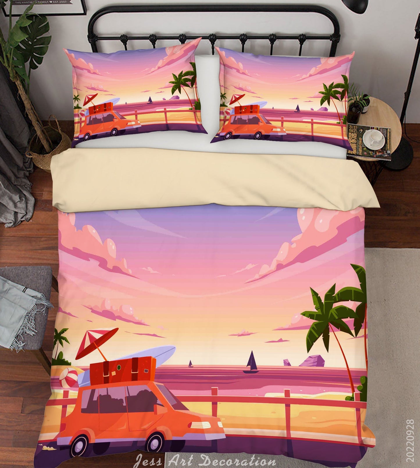 3D Automobile Rail Sea Sailing Tree Quilt Cover Set Bedding Set Duvet Cover Pillowcase 277