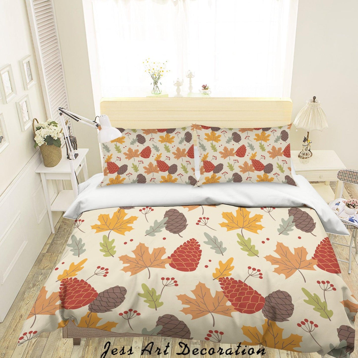 3D Autumn Leaves Quilt Cover Set Bedding Set Pillowcases 102