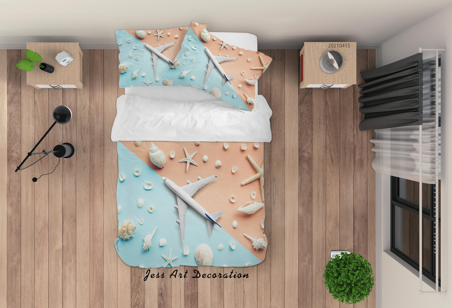 3D Airplane Starfish Conch Quilt Cover Set Bedding Set Duvet Cover Pillowcases 131