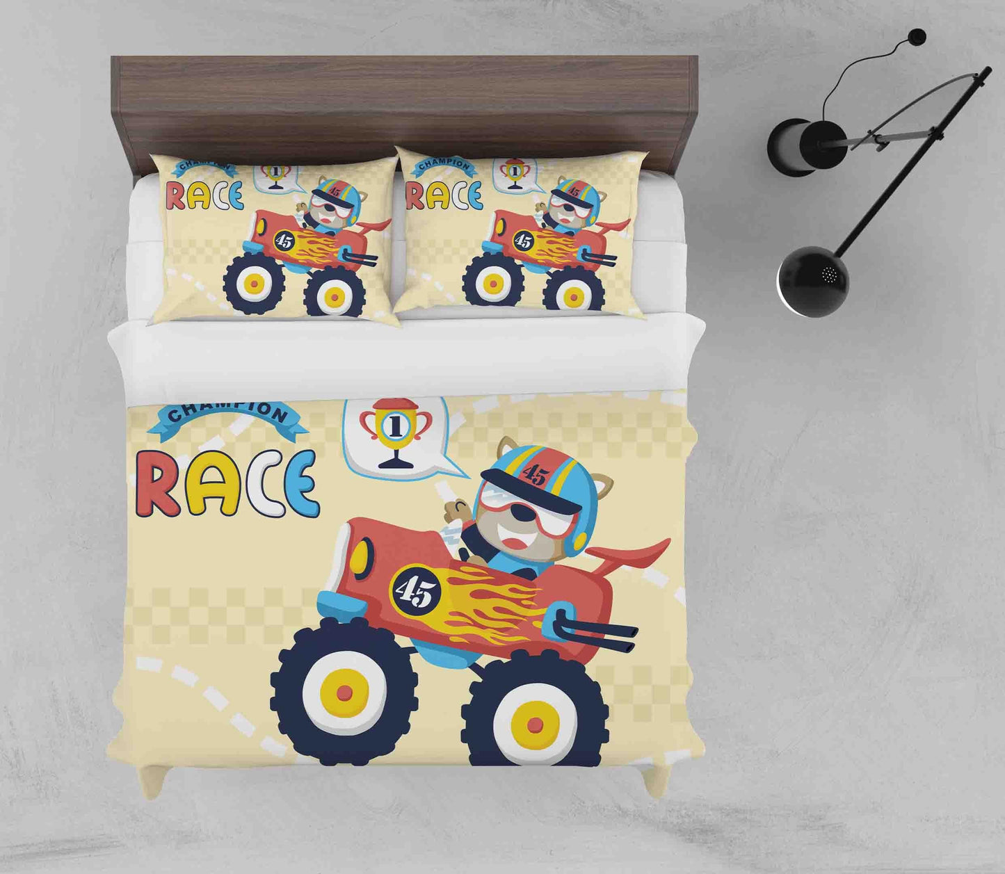3D Cartoon Monster Truck Quilt Cover Set Bedding Set Pillowcases LQH A029