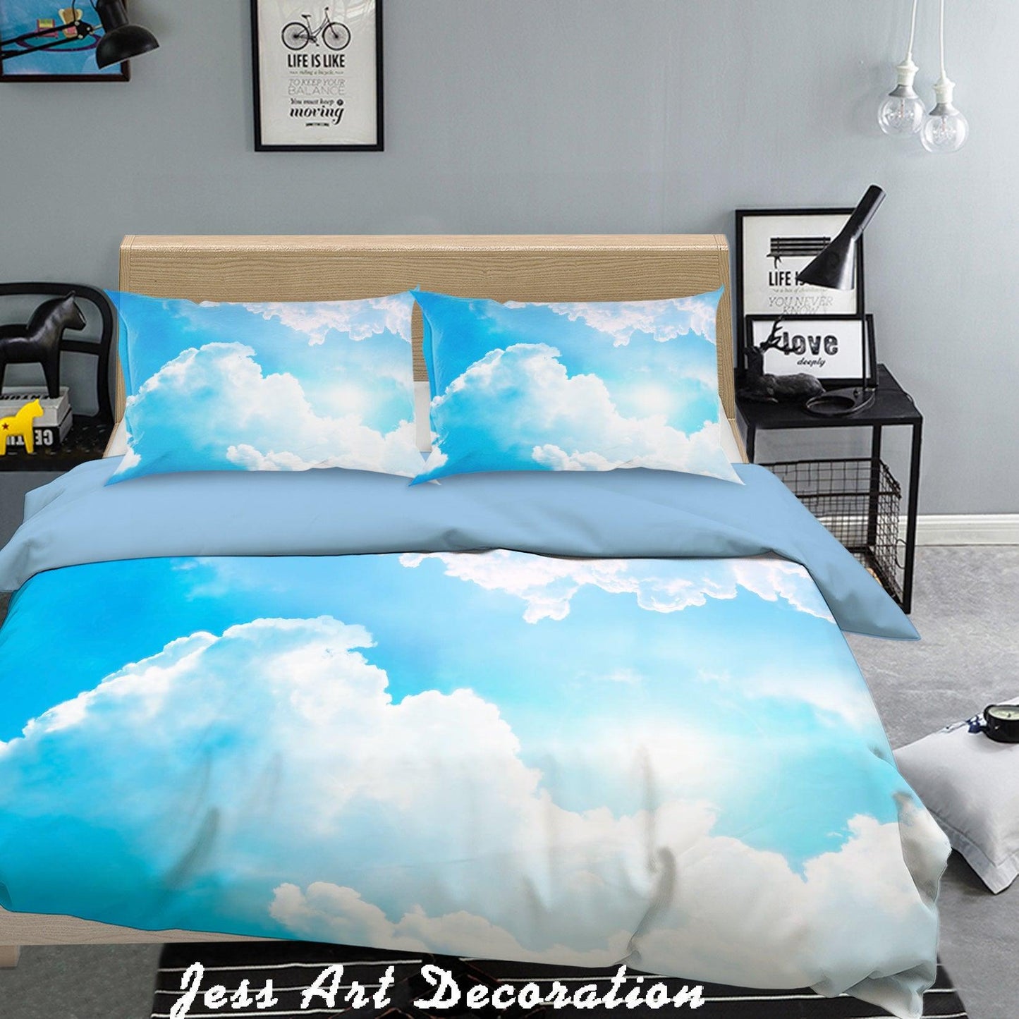 3D Blue Sky White Clouds Quilt Cover Set Bedding Set Pillowcases 17