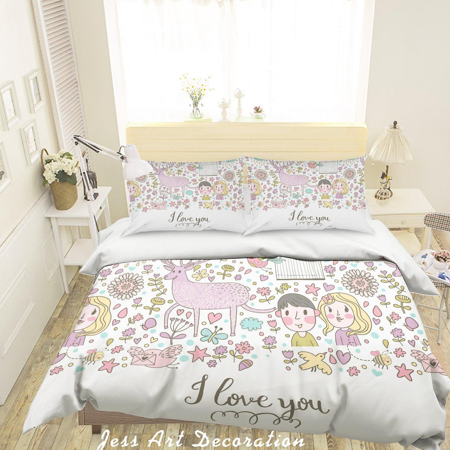 3D Cartoon Animal Flower Quilt Cover Set Bedding Set Pillowcases 64