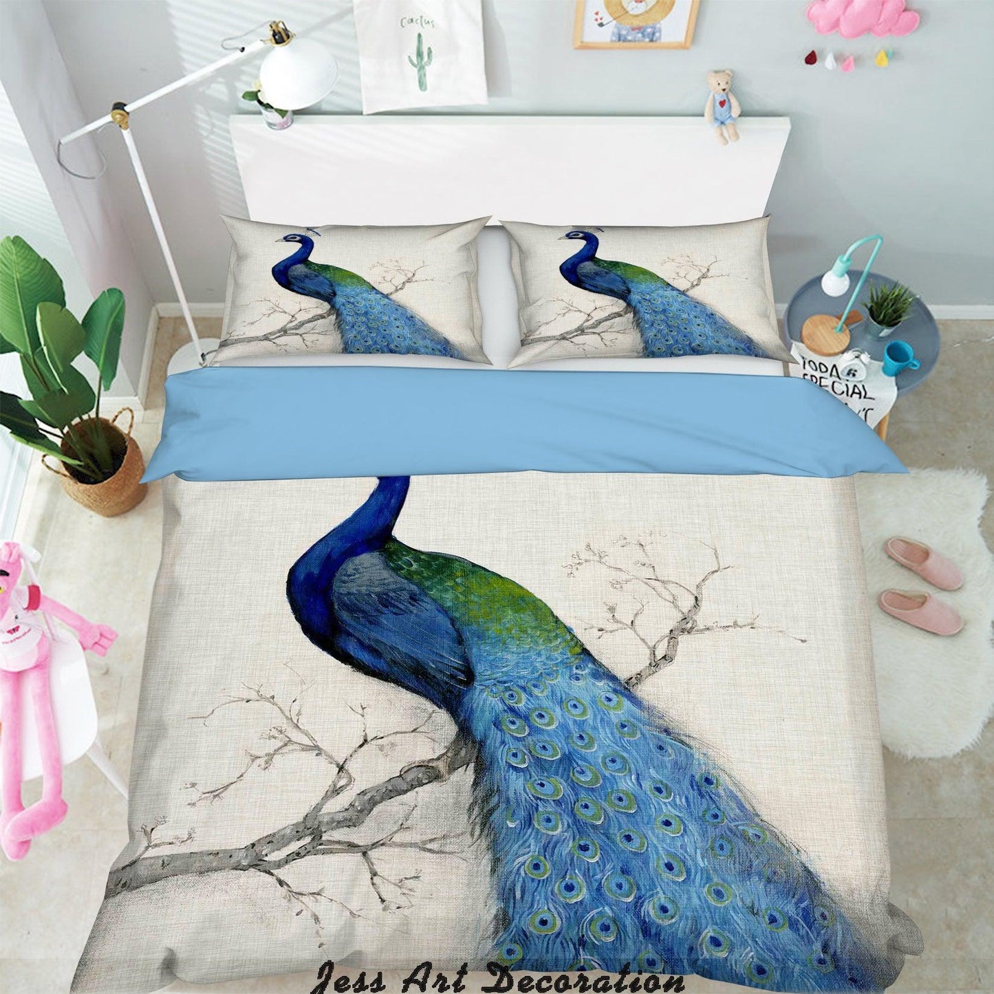 3D Blue Peacock Quilt Cover Set Bedding Set Pillowcases 11