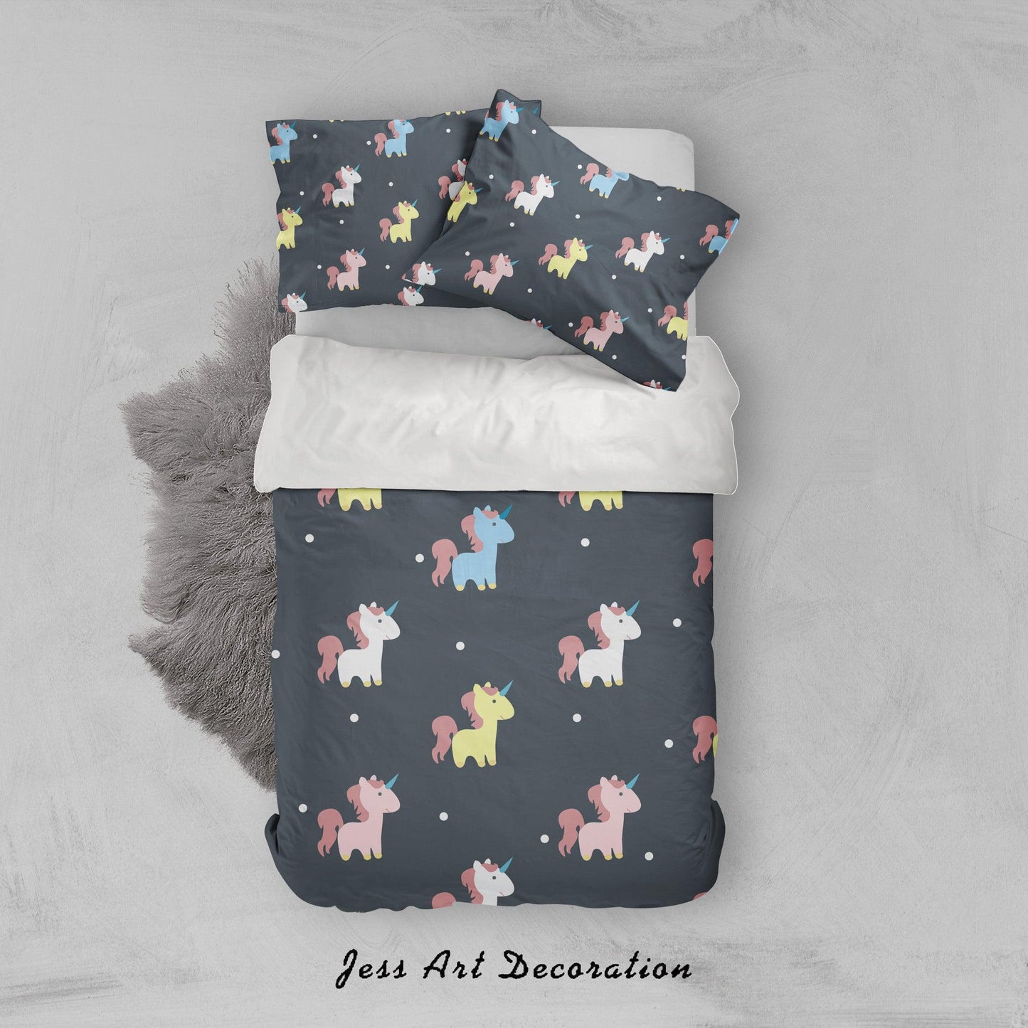 3D Black Unicorn Quilt Cover Set Bedding Set Pillowcases 54