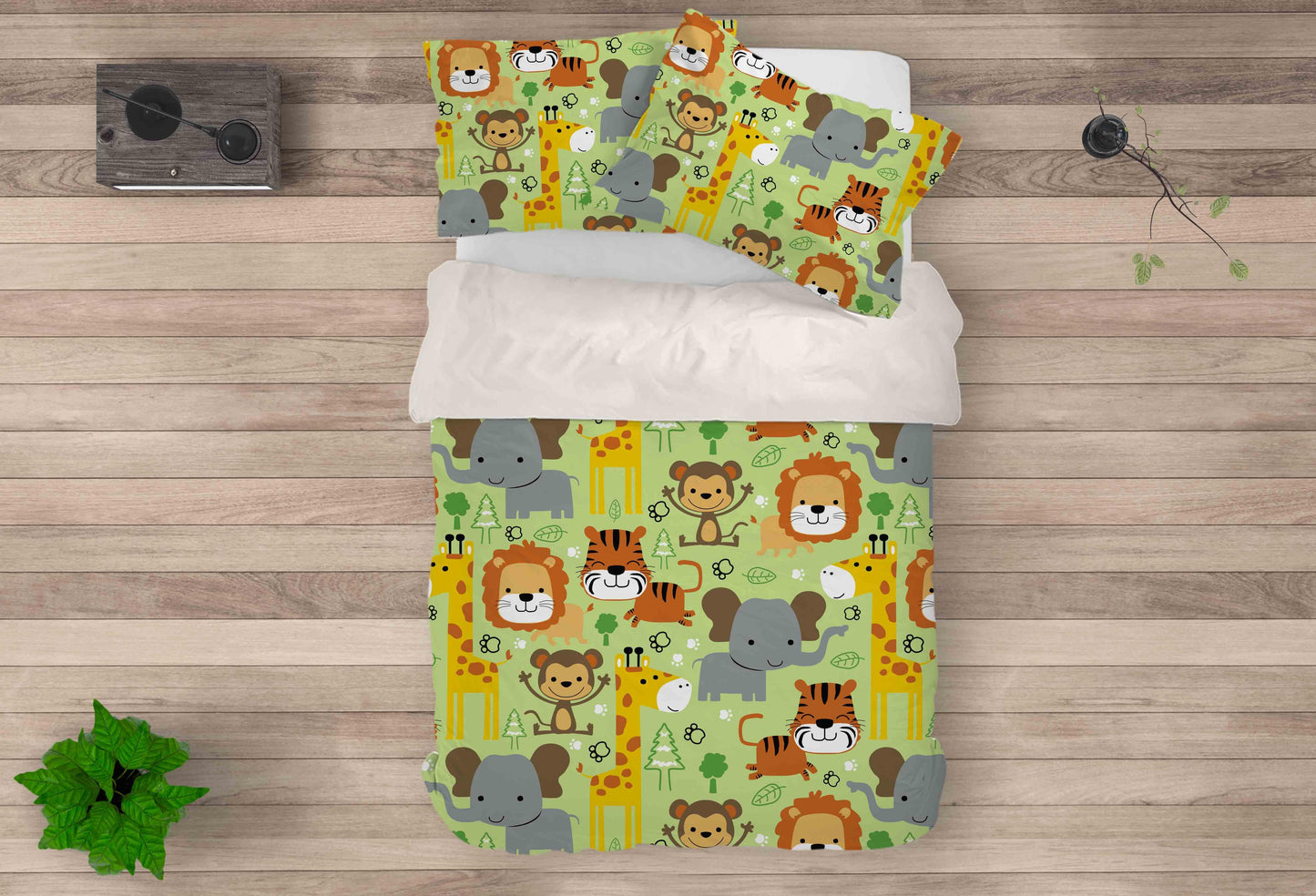3D Cartoon Colorful Lion Elephant Animal Pattern Quilt Cover Set Bedding Set Duvet Cover Pillowcases LXL
