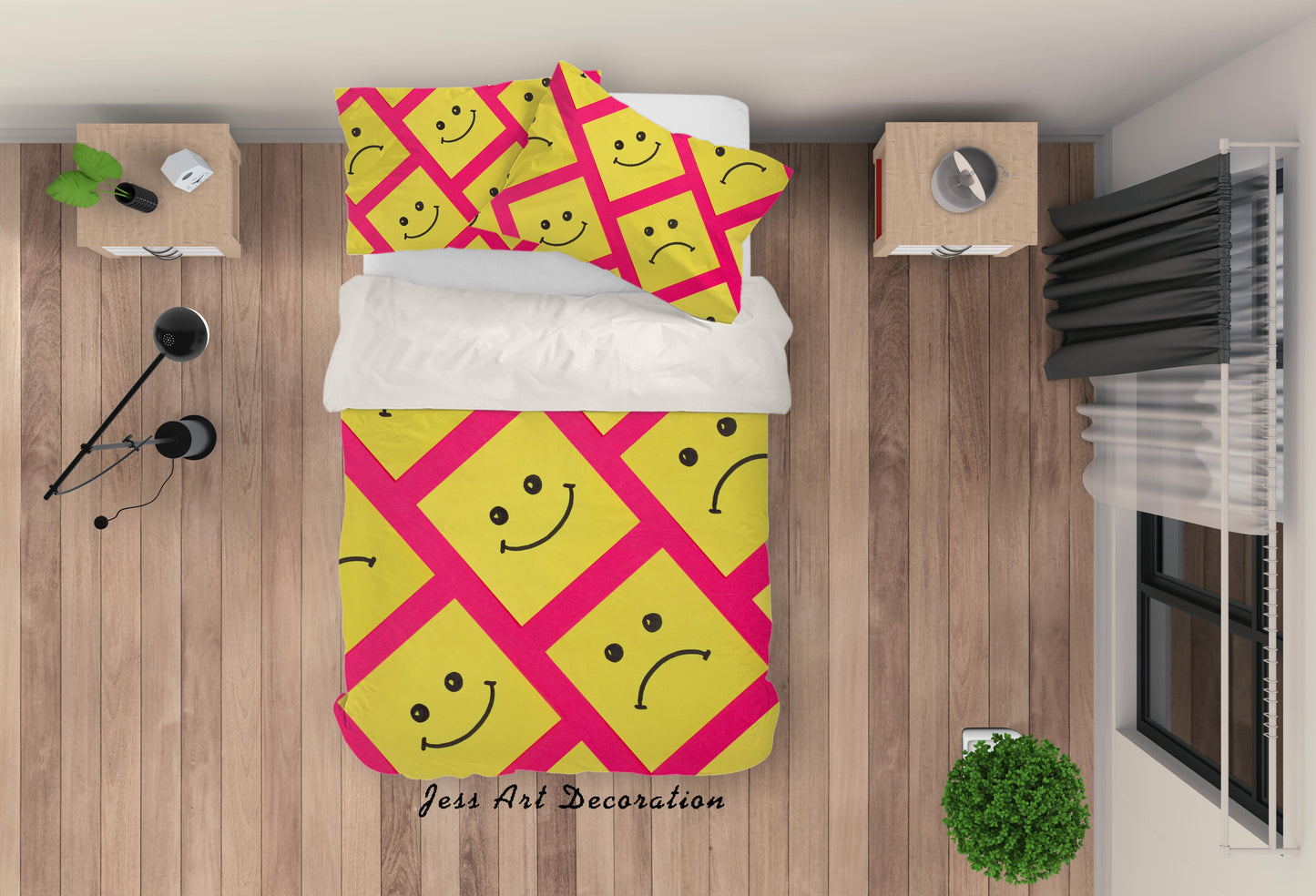 3D Cartoon Art Smile Quilt Cover Set Bedding Set Pillowcases 19