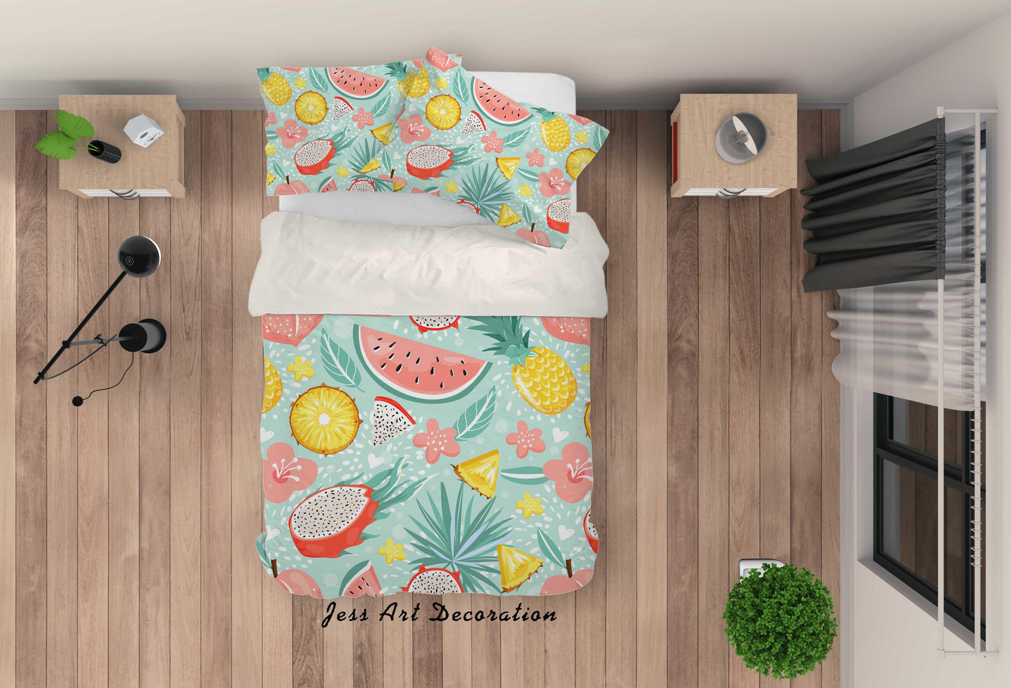 3D Cartoon Fruit Quilt Cover Set Bedding Set Pillowcases 7
