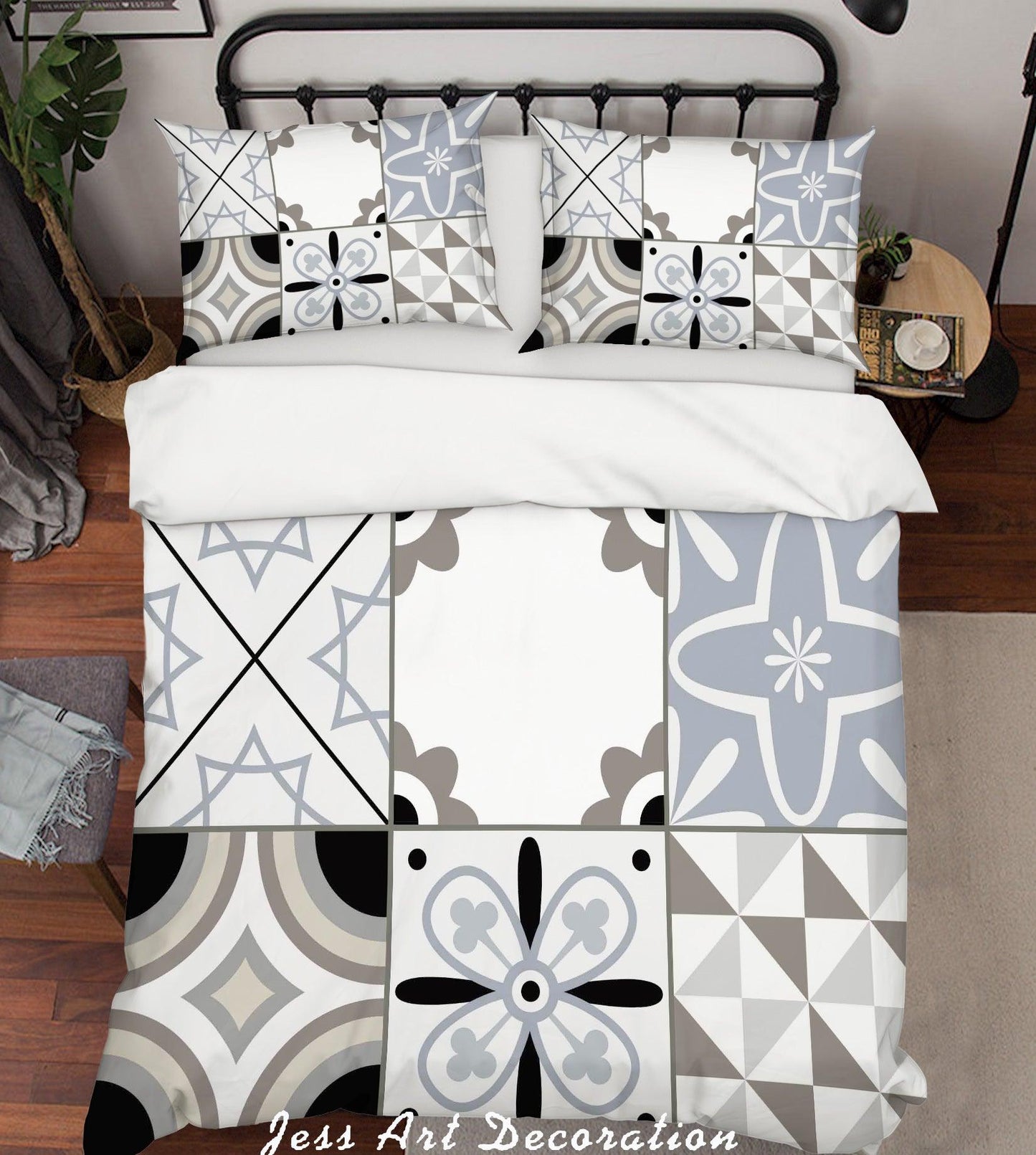 3D Black White Decorative Pattern Quilt Cover Set Bedding Set Pillowcases 13