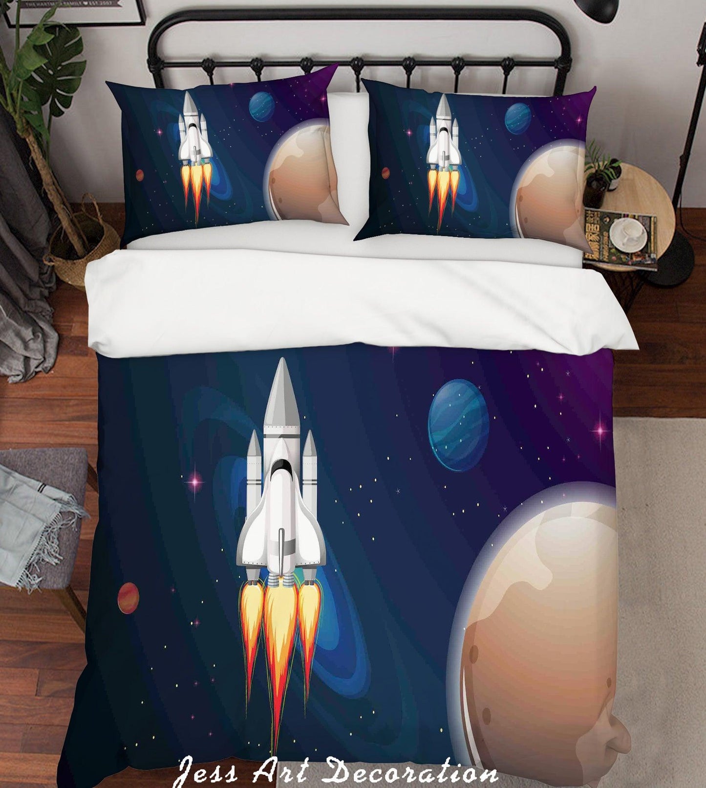 3D Blue Sky Rocket Quilt Cover Set Bedding Set Pillowcases 179