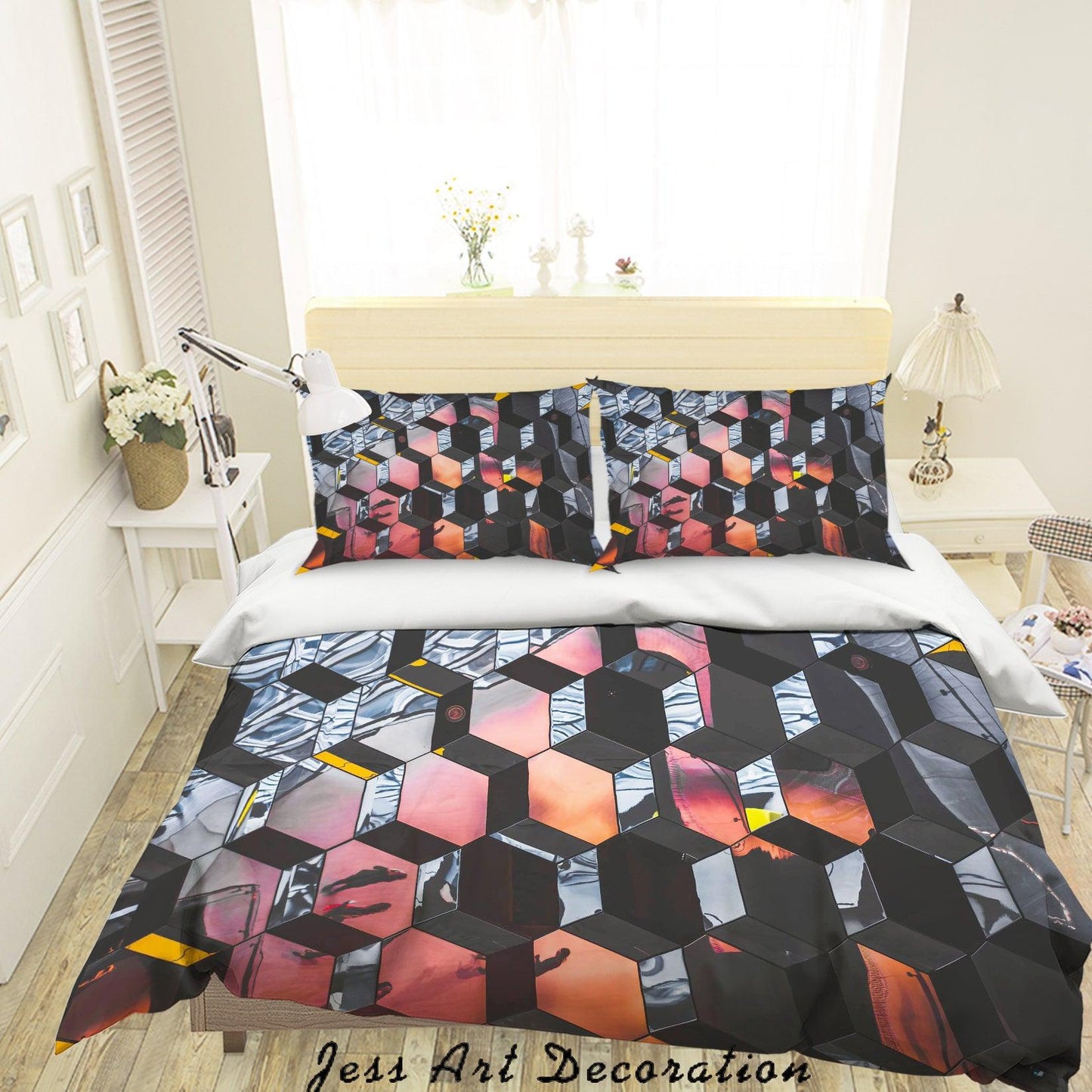 3D Abstract Geometric Pattern Quilt Cover Set Bedding Set Duvet Cover Pillowcases LQH A71