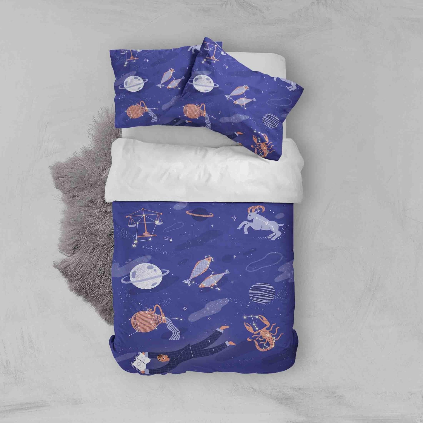 3D Blue Boy Crab Planet Cattle Balance Quilt Cover Set Bedding Set Pillowcases 12