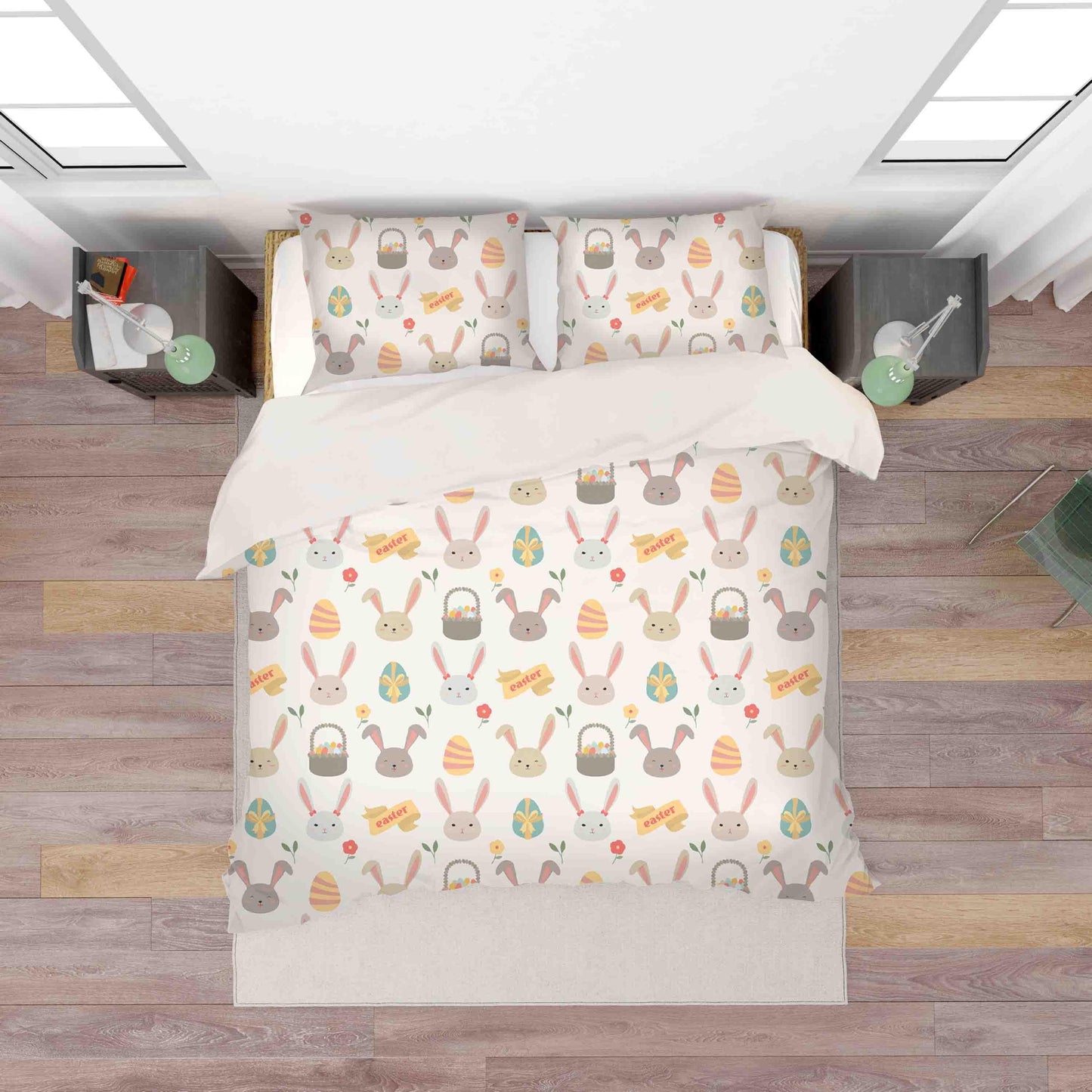 3D Cartoon Colorful Bunny Animal Quilt Cover Set Bedding Set Duvet Cover Pillowcases LXL