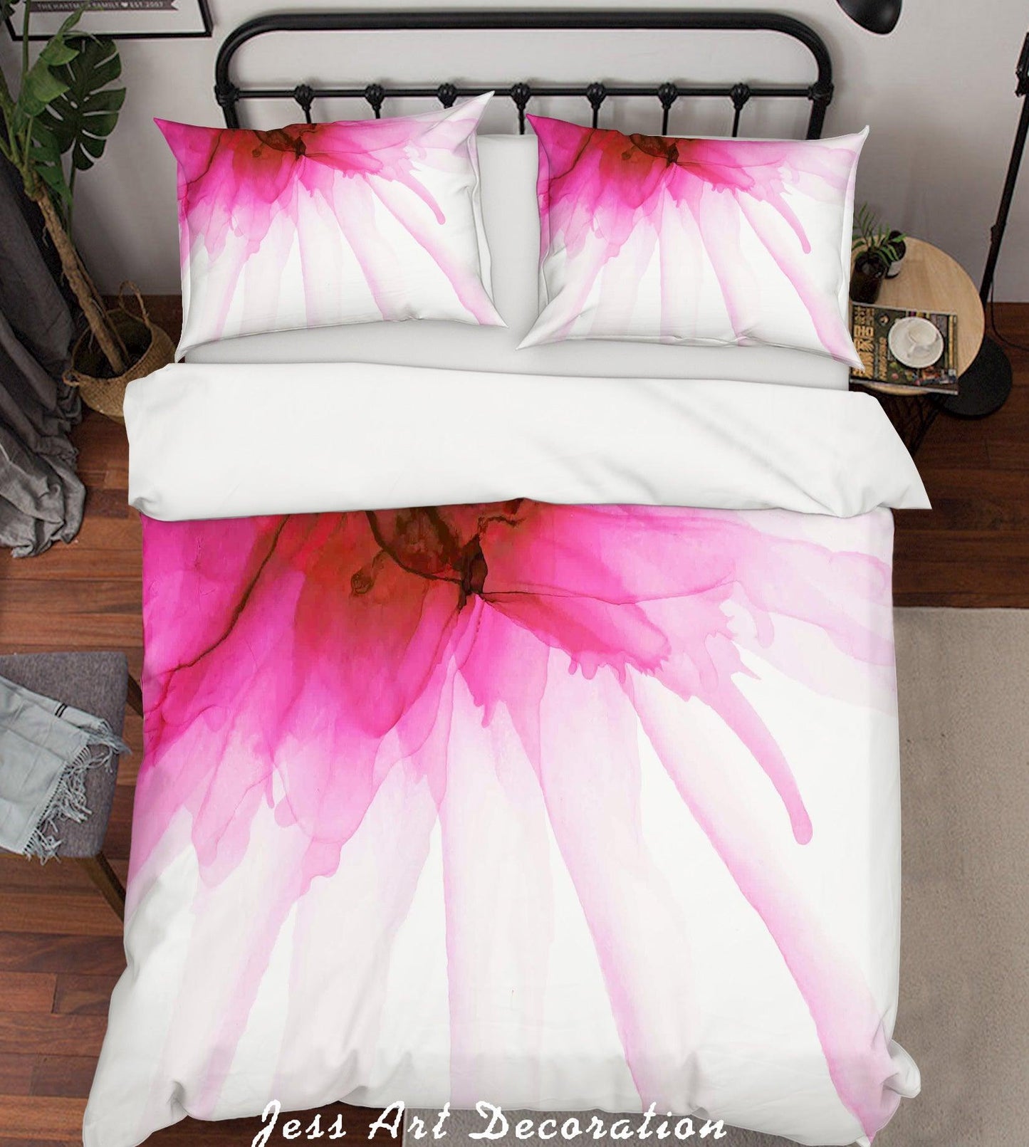 3D Abstract Pink Floral Quilt Cover Set Bedding Set Duvet Cover Pillowcases LXL