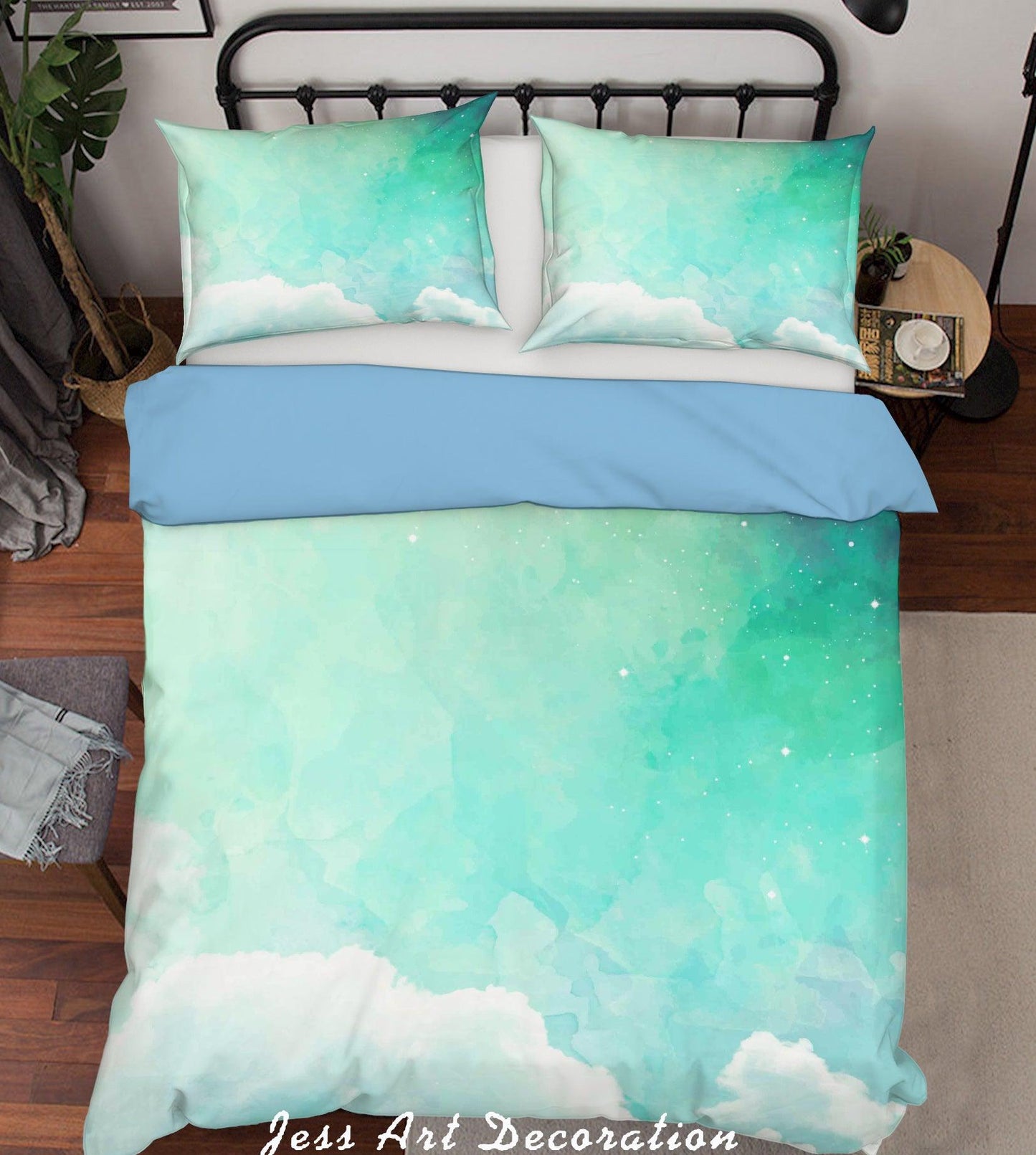 3D Blue Green Color Gradient Quilt Cover Set Bedding Set Pillowcases 22