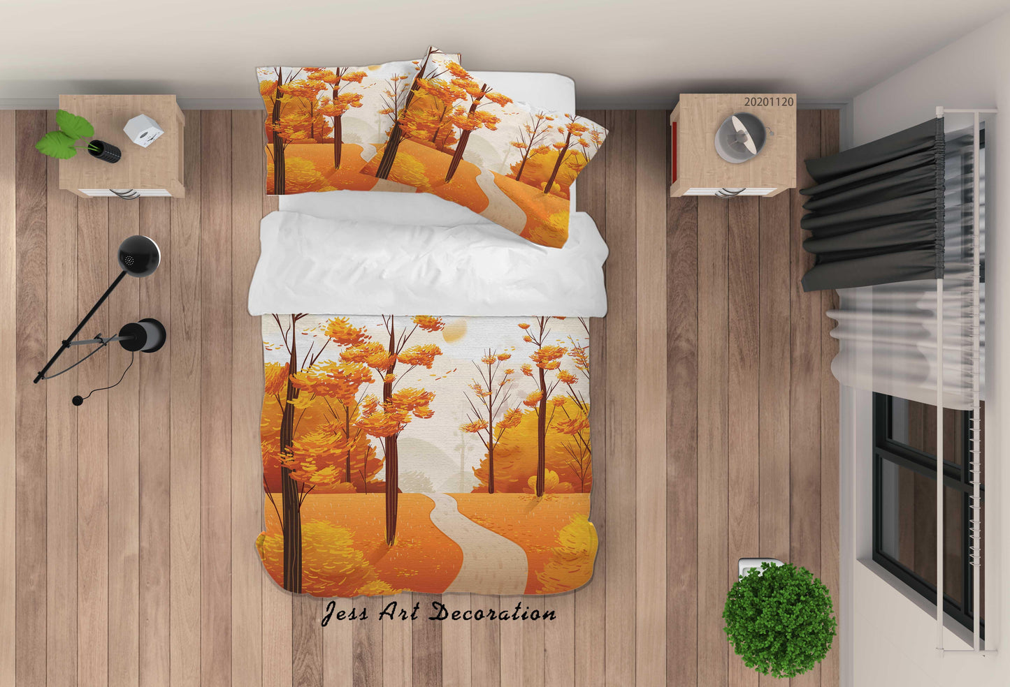 3D Autumn Tree Plant Quilt Cover Set Bedding Set Duvet Cover Pillowcases LXL