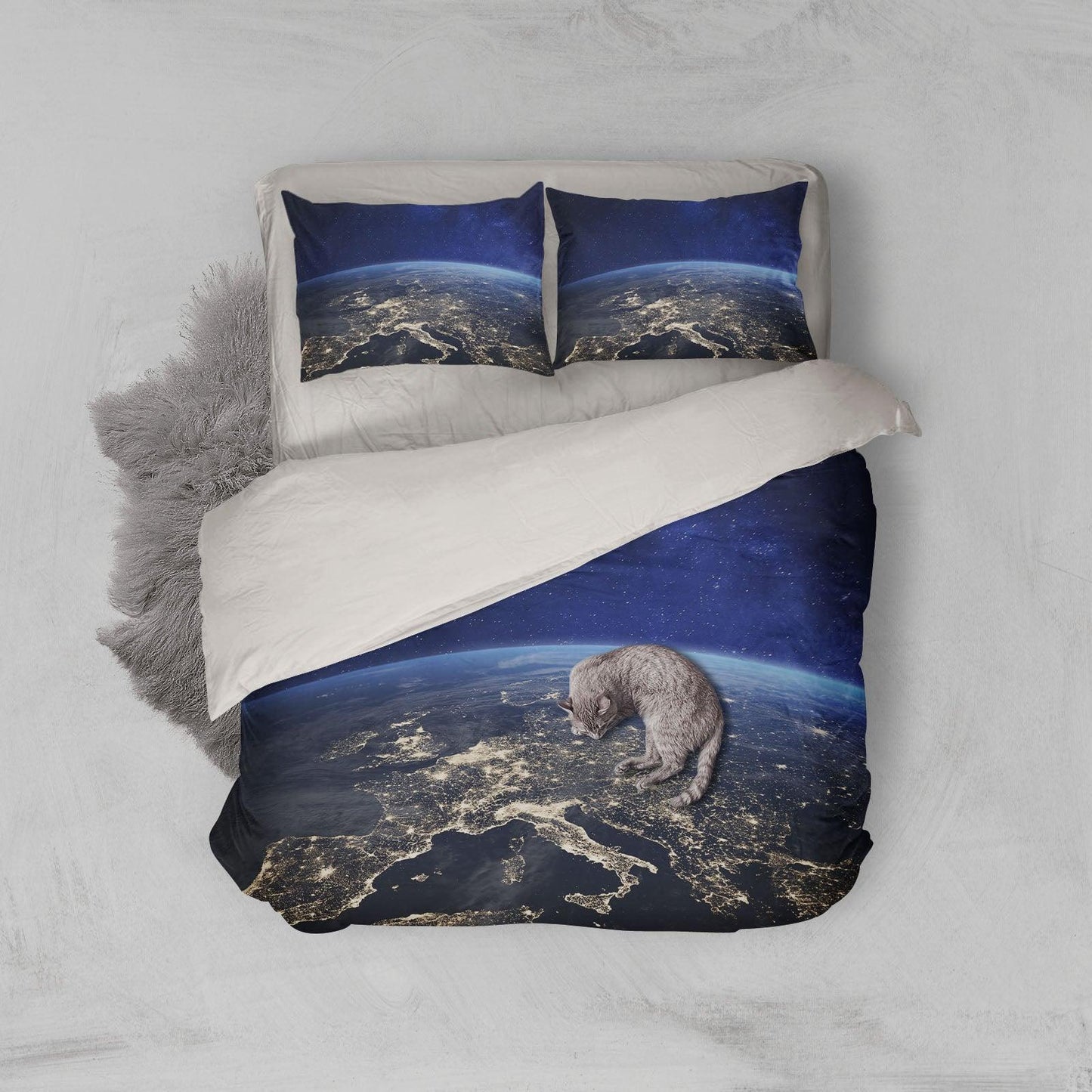 3D Blue Out Space Earth Quilt Cover Set Bedding Set Pillowcases 136