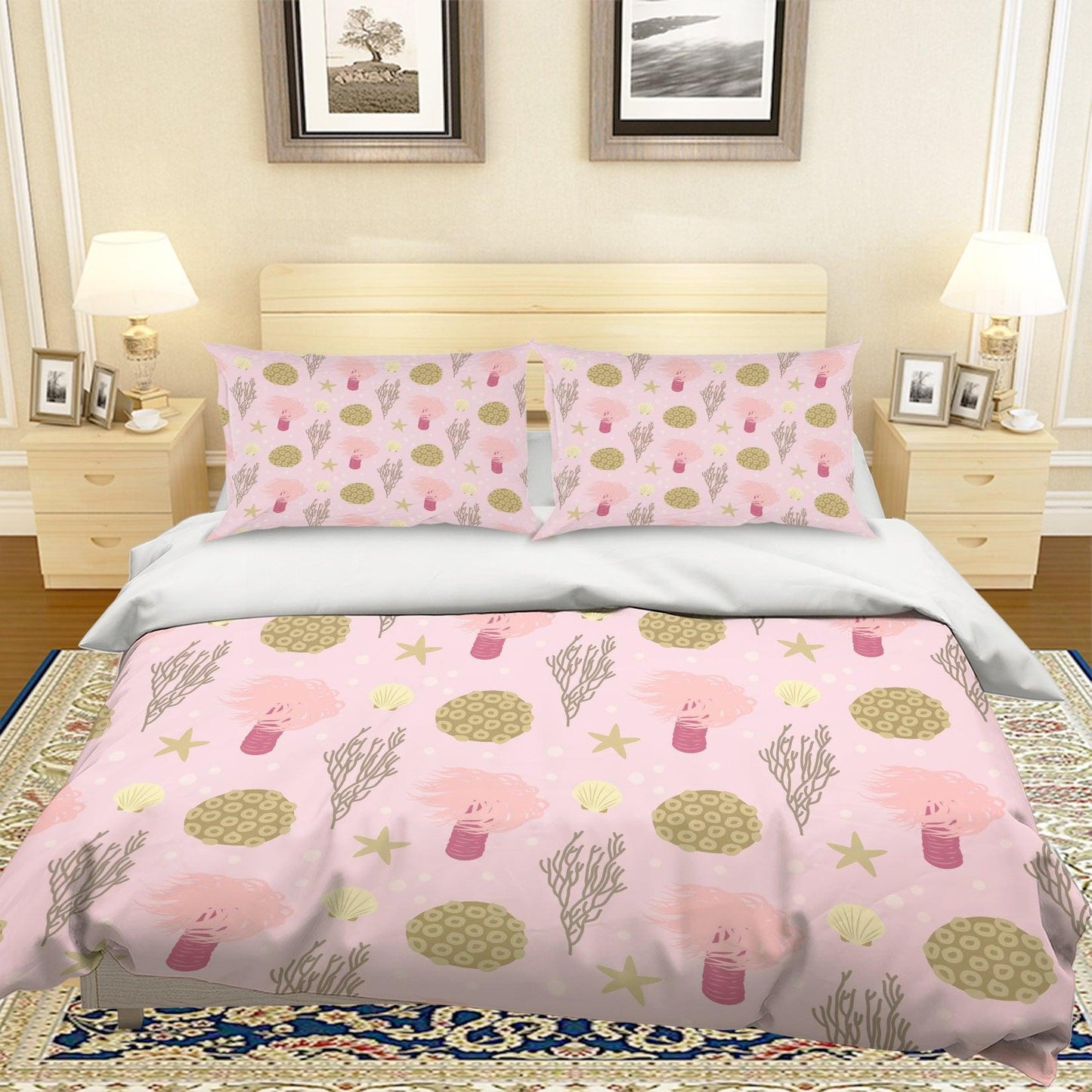 3D Cartoon Coral Pink Quilt Cover Set Bedding Set Pillowcases 52