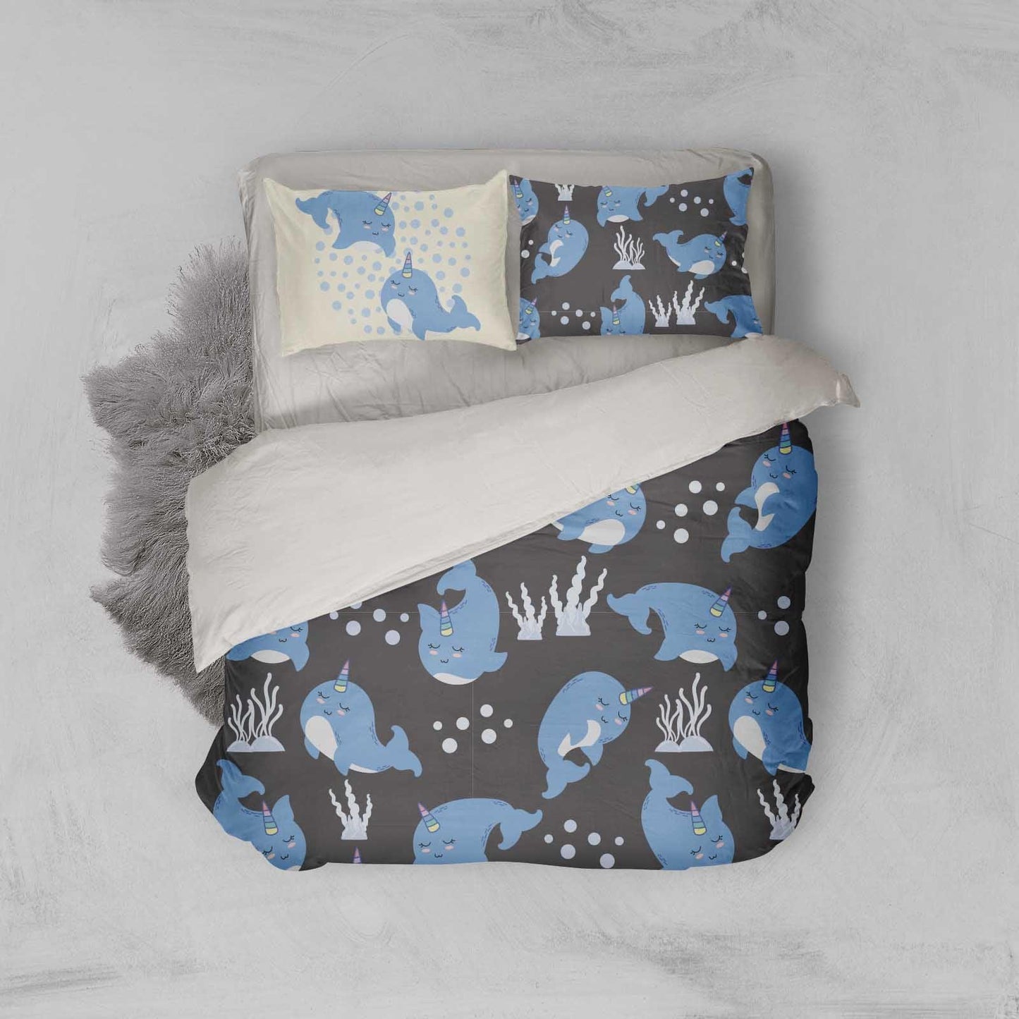 3D Cartoon Blue Dolphin Quilt Cover Set Bedding Set Pillowcases 96
