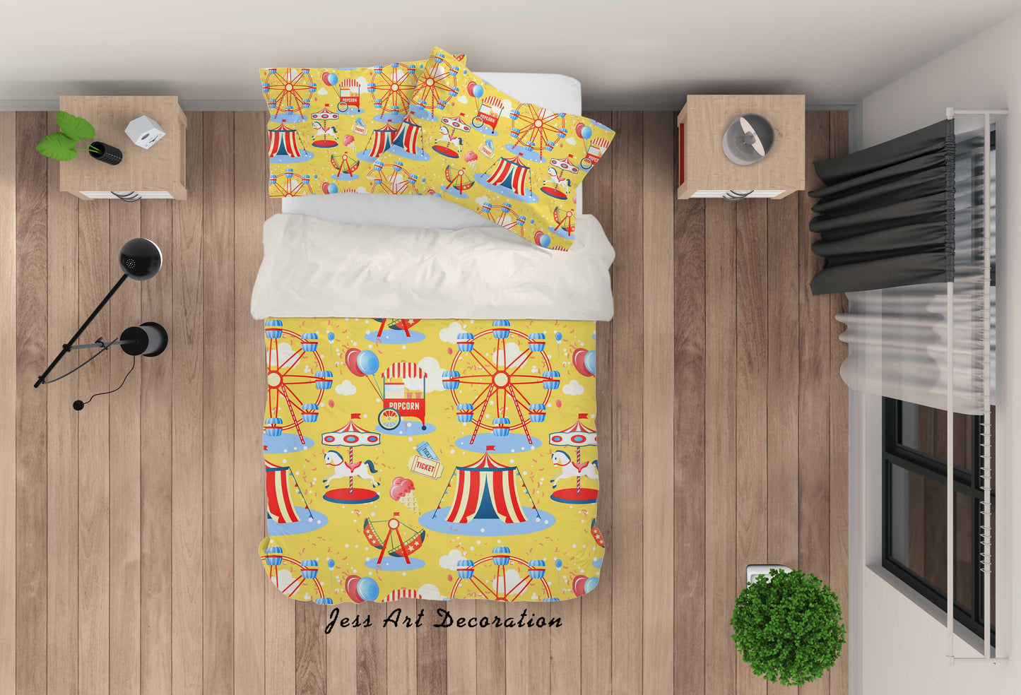 3D Cartoon Amusement Park Circus Quilt Cover Set Bedding Set Duvet Cover Pillowcases WJ 6898