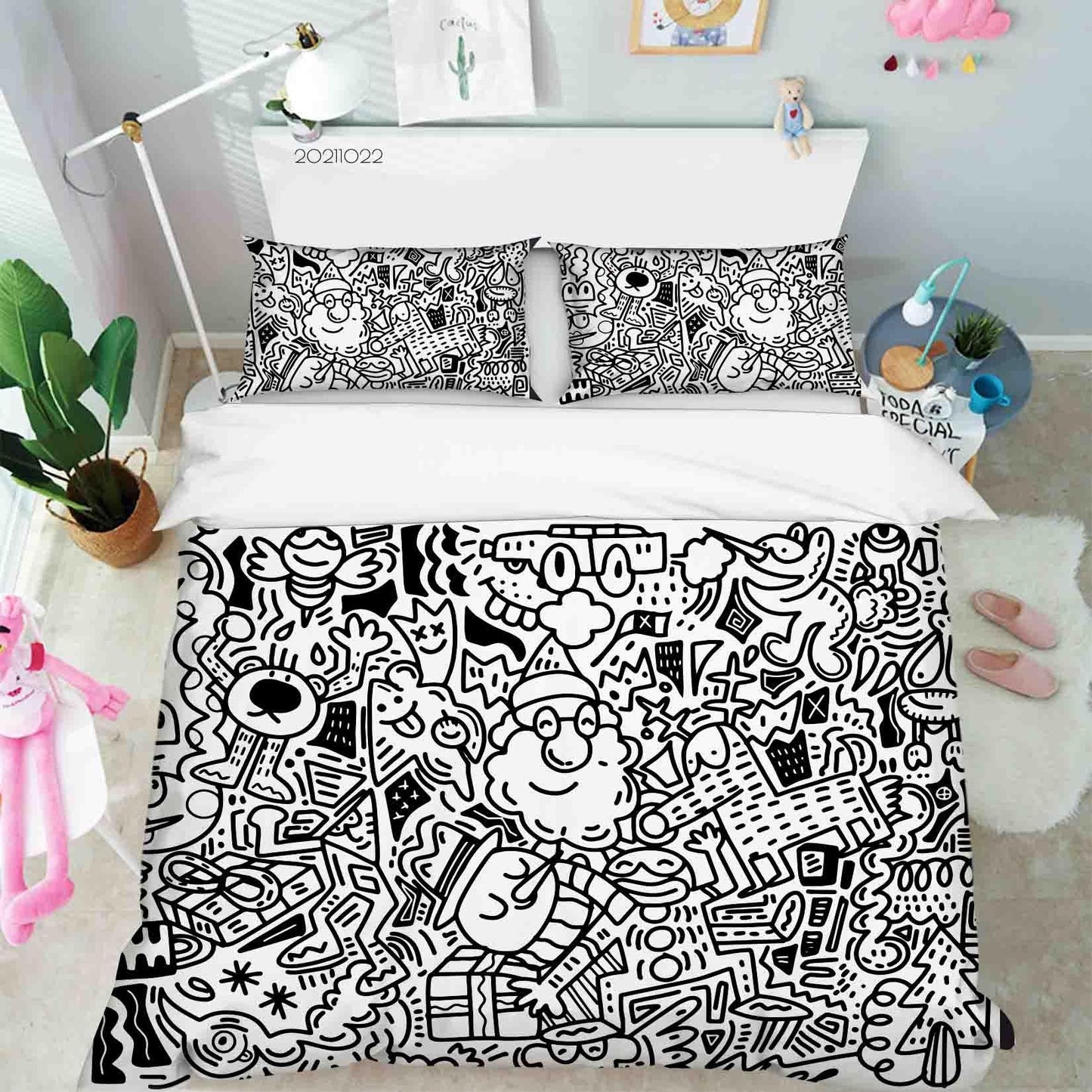 3D Abstract Illustration Art Doodle Quilt Cover Set Bedding Set Duvet Cover Pillowcases 93