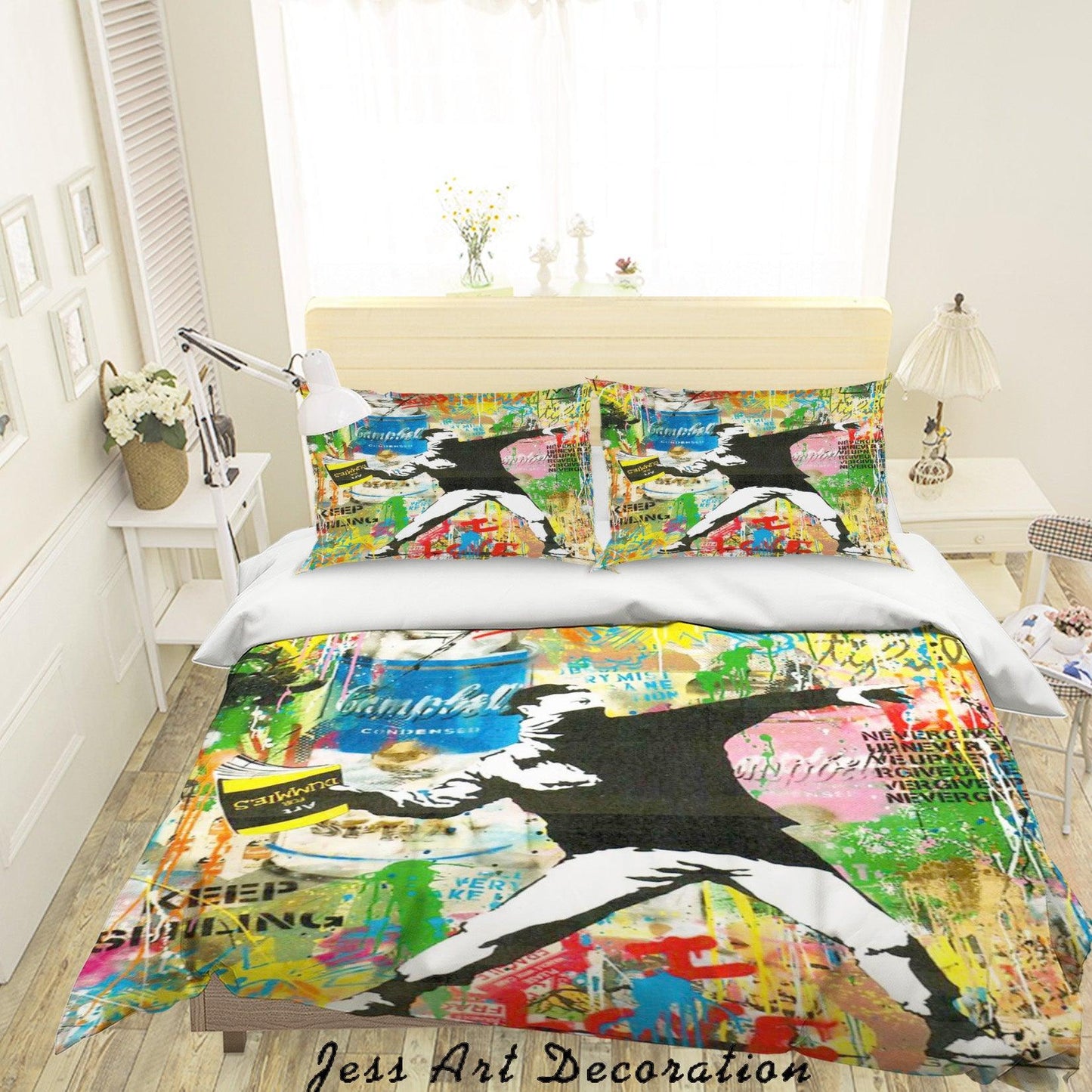 3D Banksy Thrower Colorized Quilt Cover Set Bedding Set Duvet Cover Pillowcases ZY D97