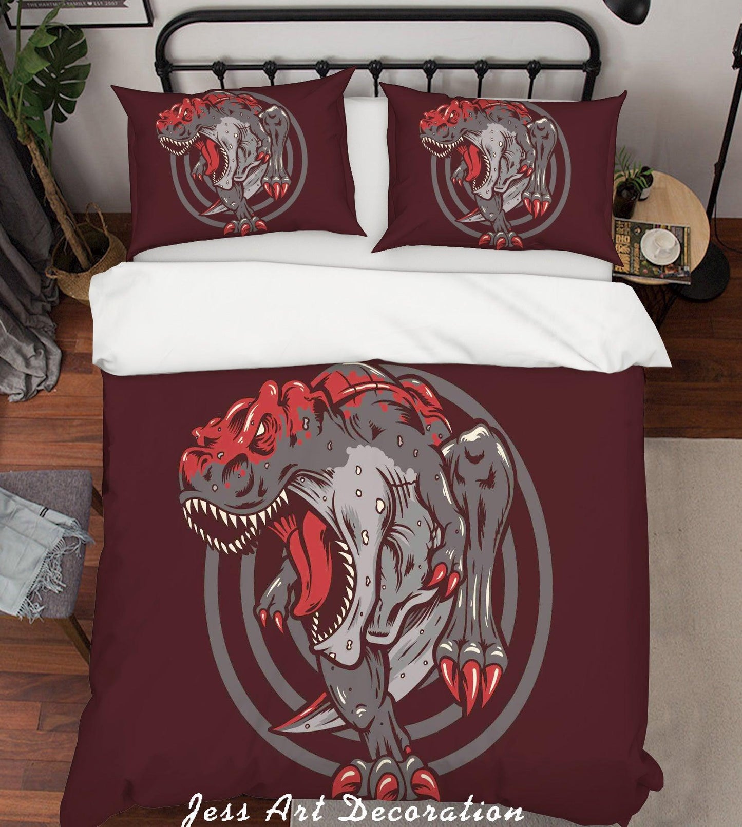 3D Cartoon Dinosaur Black Quilt Cover Set Bedding Set Pillowcases 79