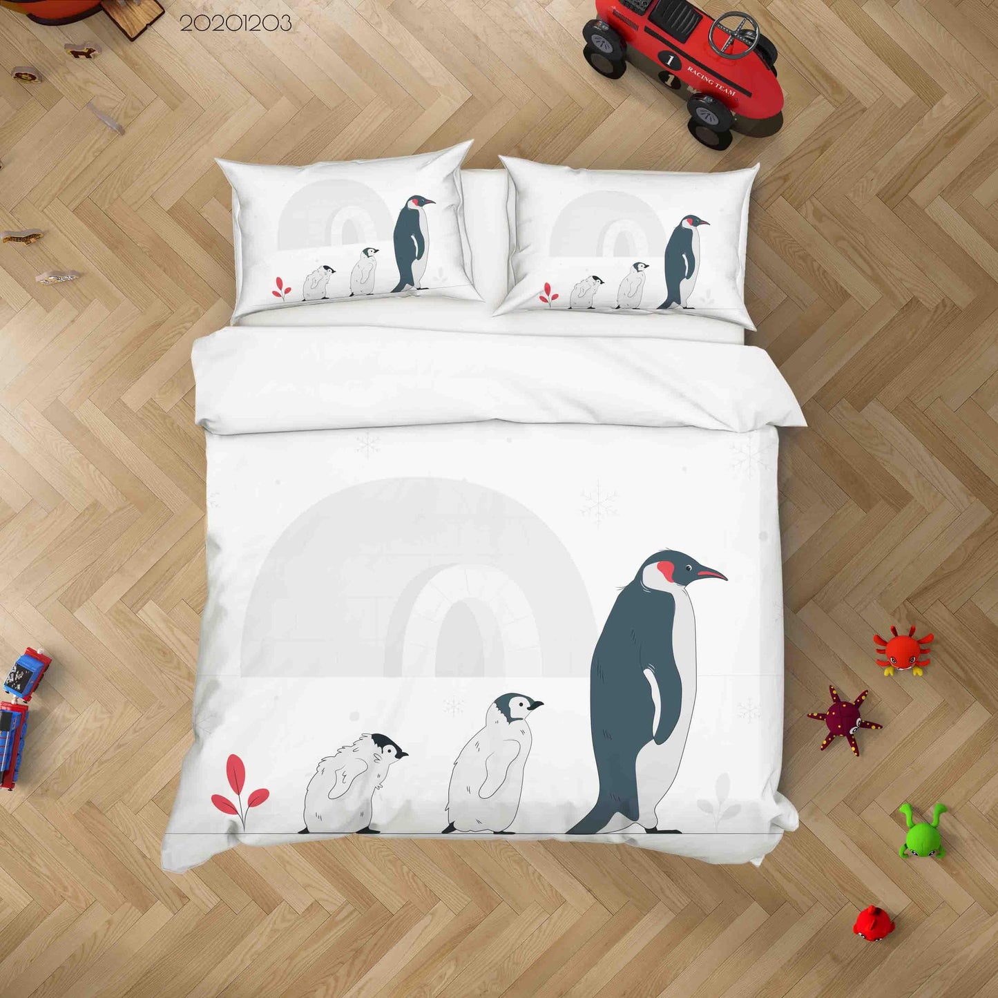 3D Cartoon Penguin Animal Quilt Cover Set Bedding Set Duvet Cover Pillowcases LXL