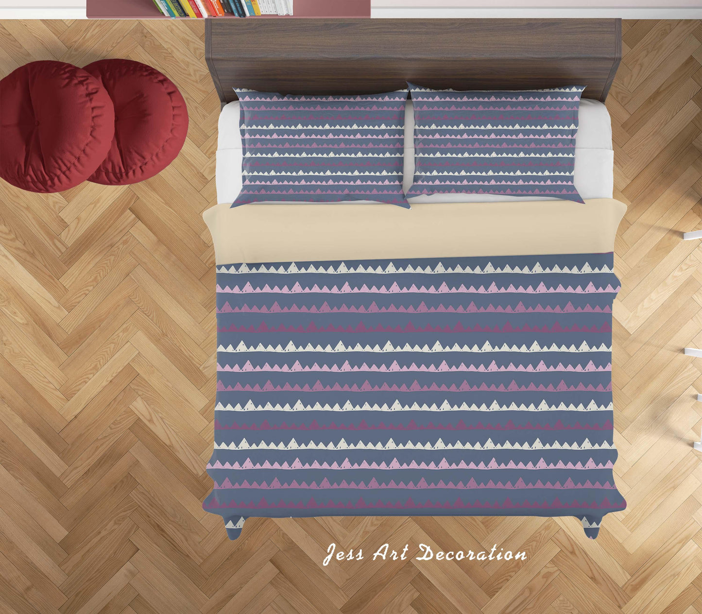 3D Blue Triangle Quilt Cover Set Bedding Set Duvet Cover Pillowcases SF25