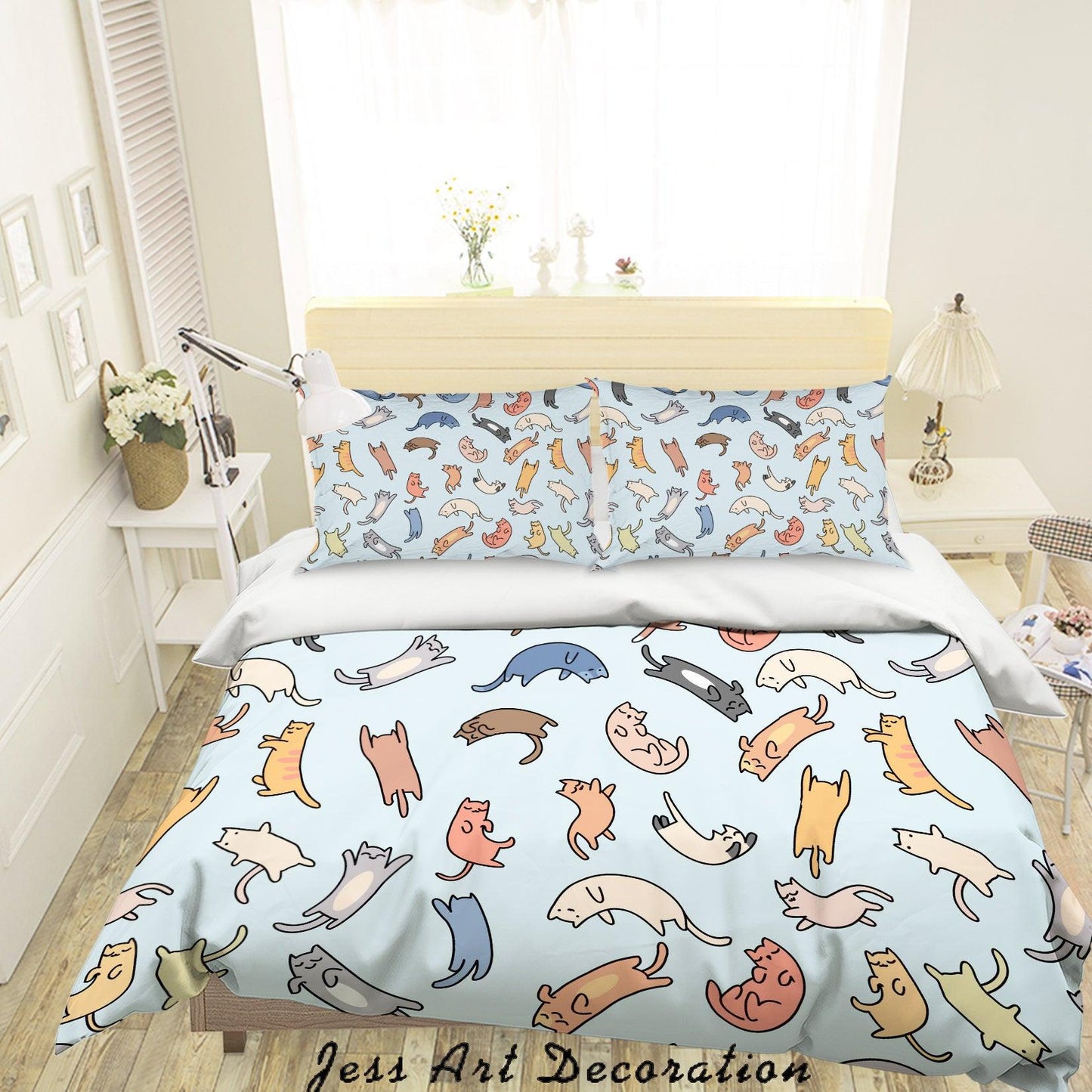 3D Cartoon Cats Quilt Cover Set Bedding Set Pillowcases 107