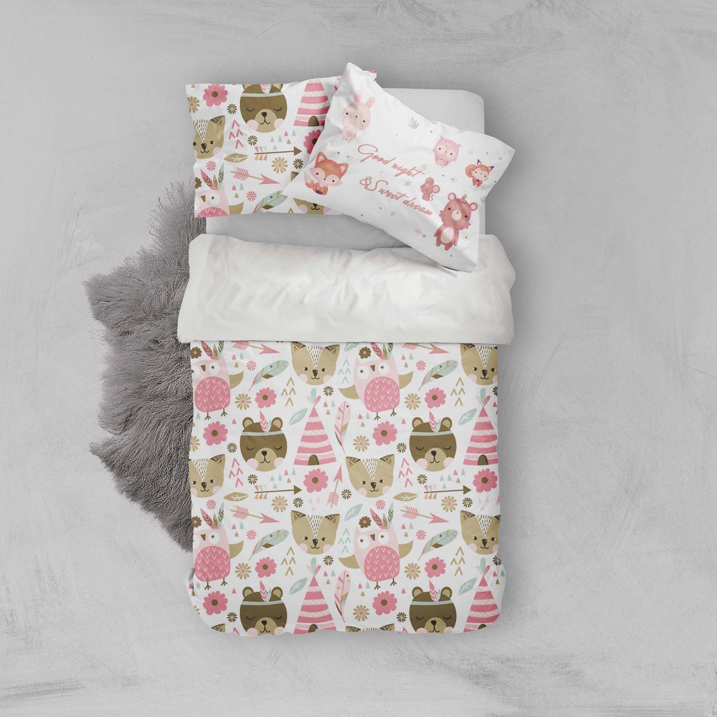 3D Cartoon Owl Bears Quilt Cover Set Bedding Set Pillowcases 36