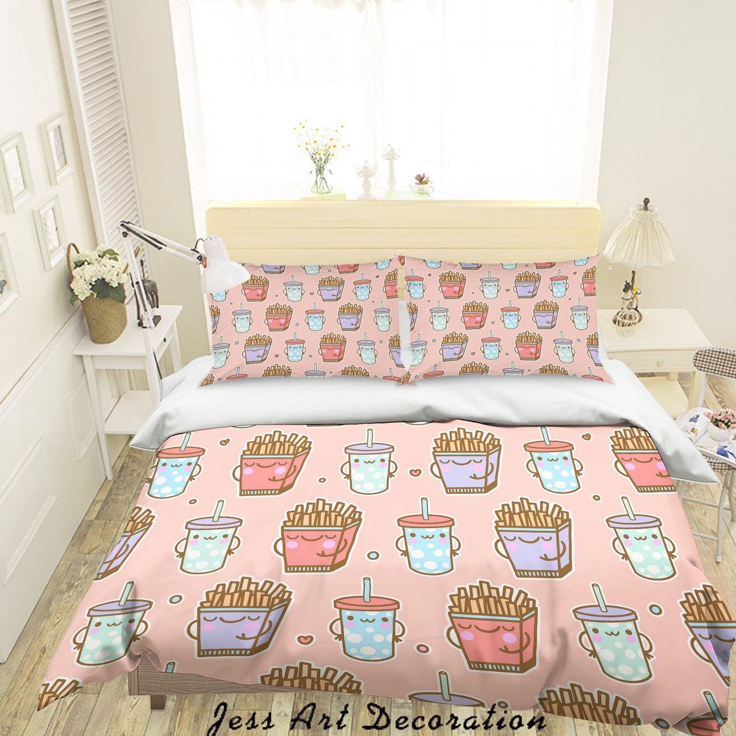 3D Cartoon Chips Cola Quilt Cover Set Bedding Set Pillowcases 10