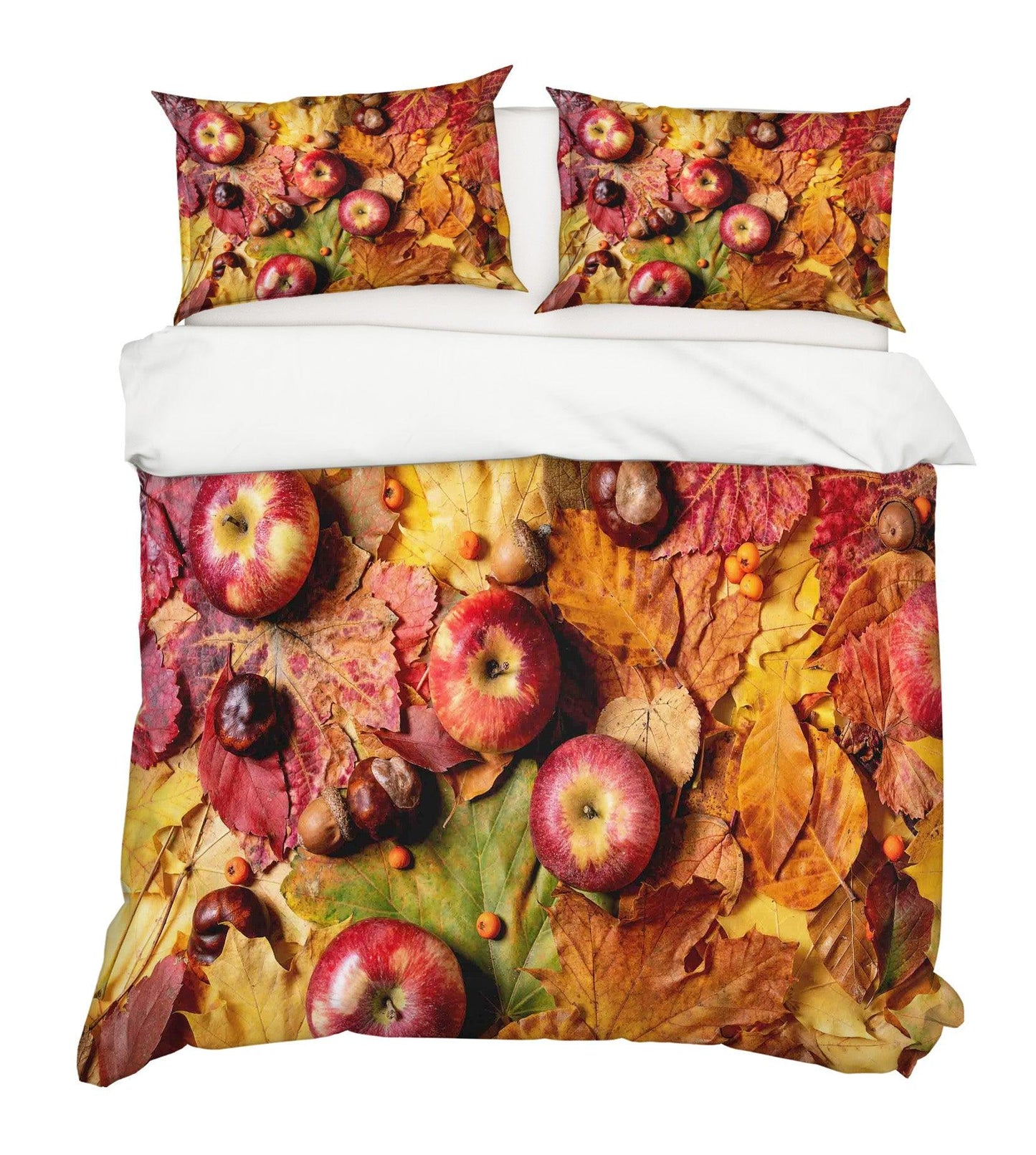 3D Autumn Apples Defoliation Quilt Cover Set Bedding Set Pillowcases 61