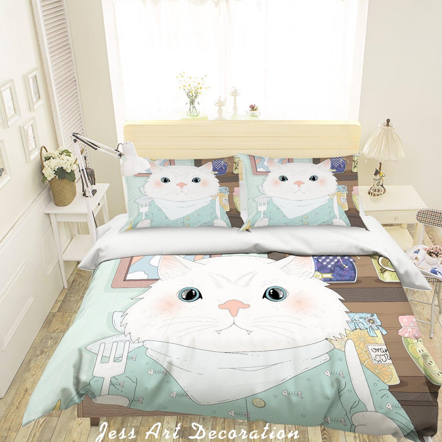 3D Cartoon Cat Quilt Cover Set Bedding Set Pillowcases 75