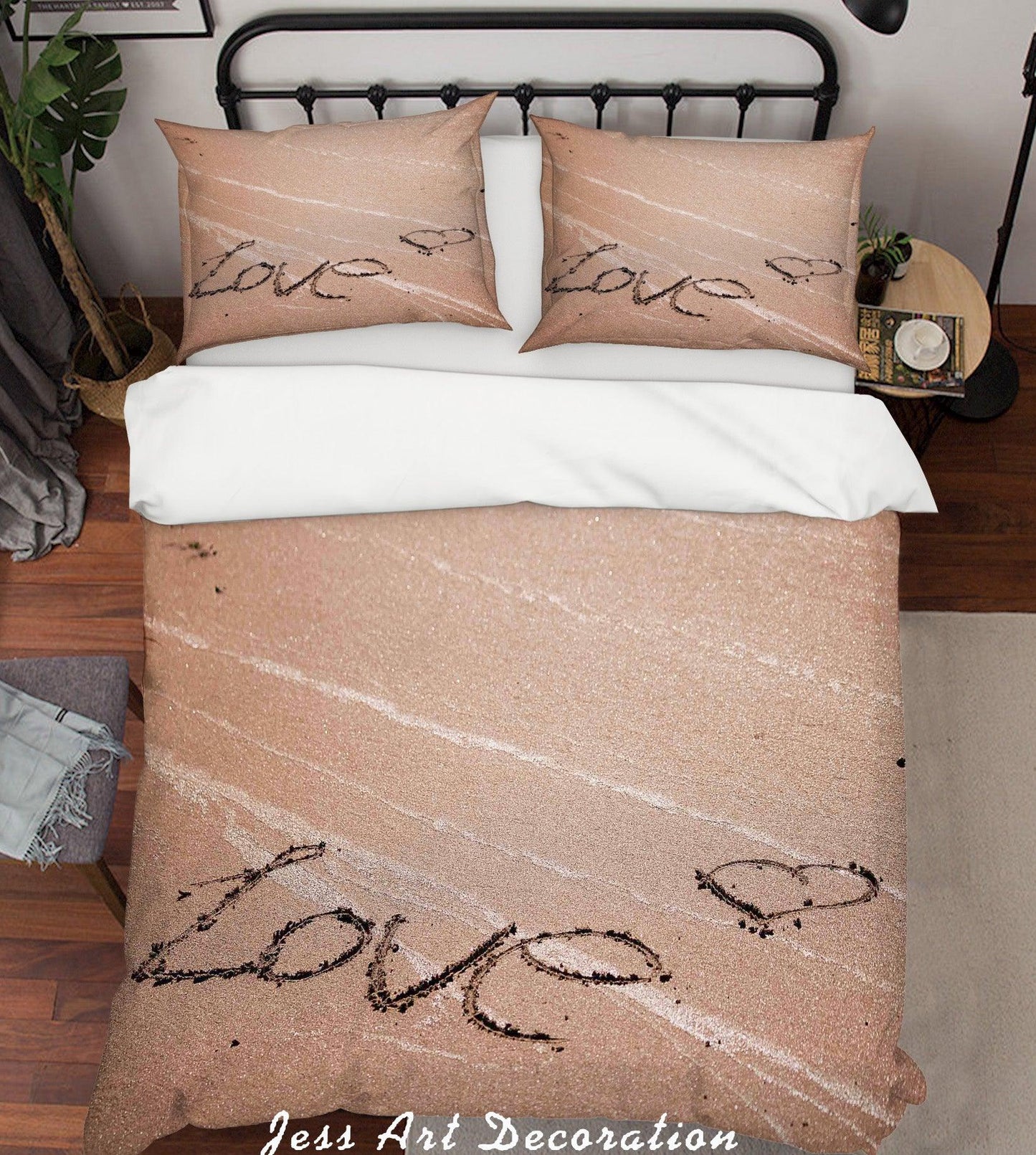 3D Beach Letters Quilt Cover Set Bedding Set Pillowcases 80