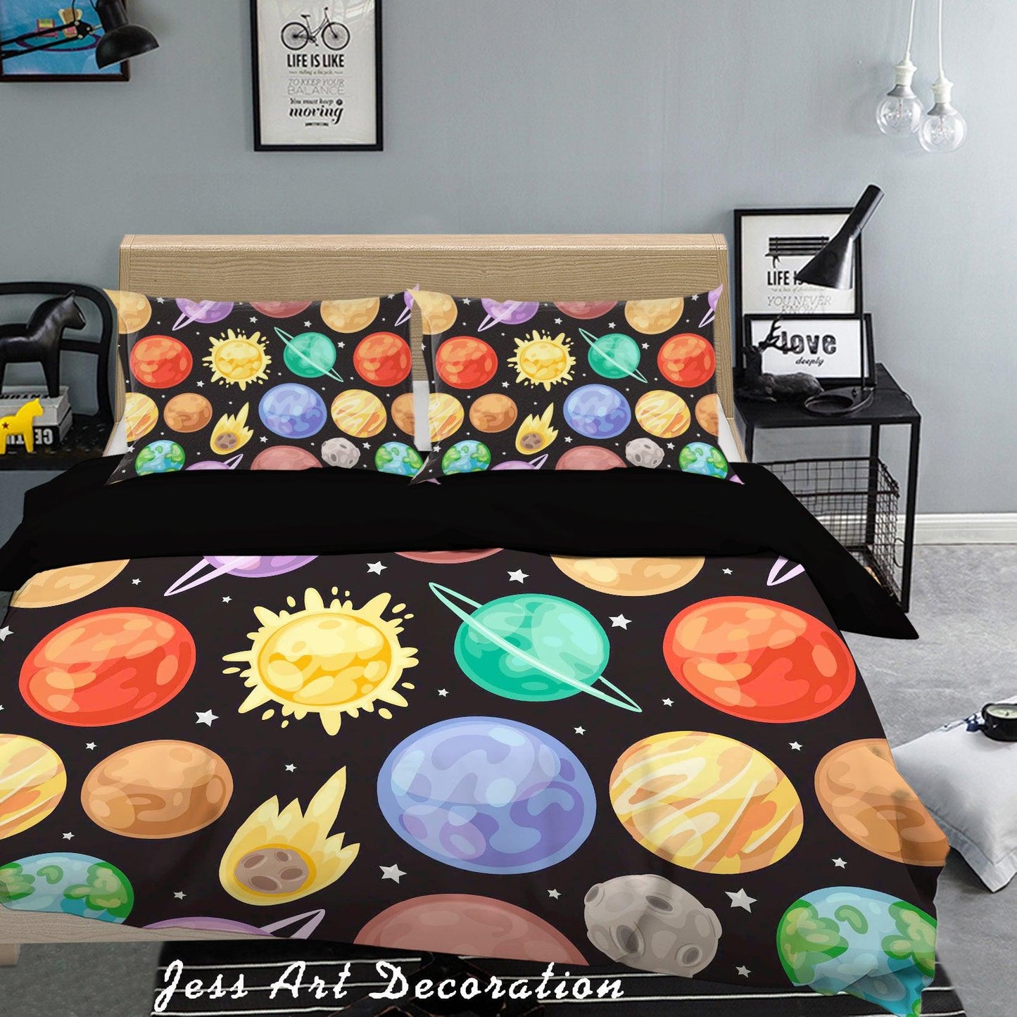 3D Cartoon Planet Quilt Cover Set Bedding Set Pillowcases 74