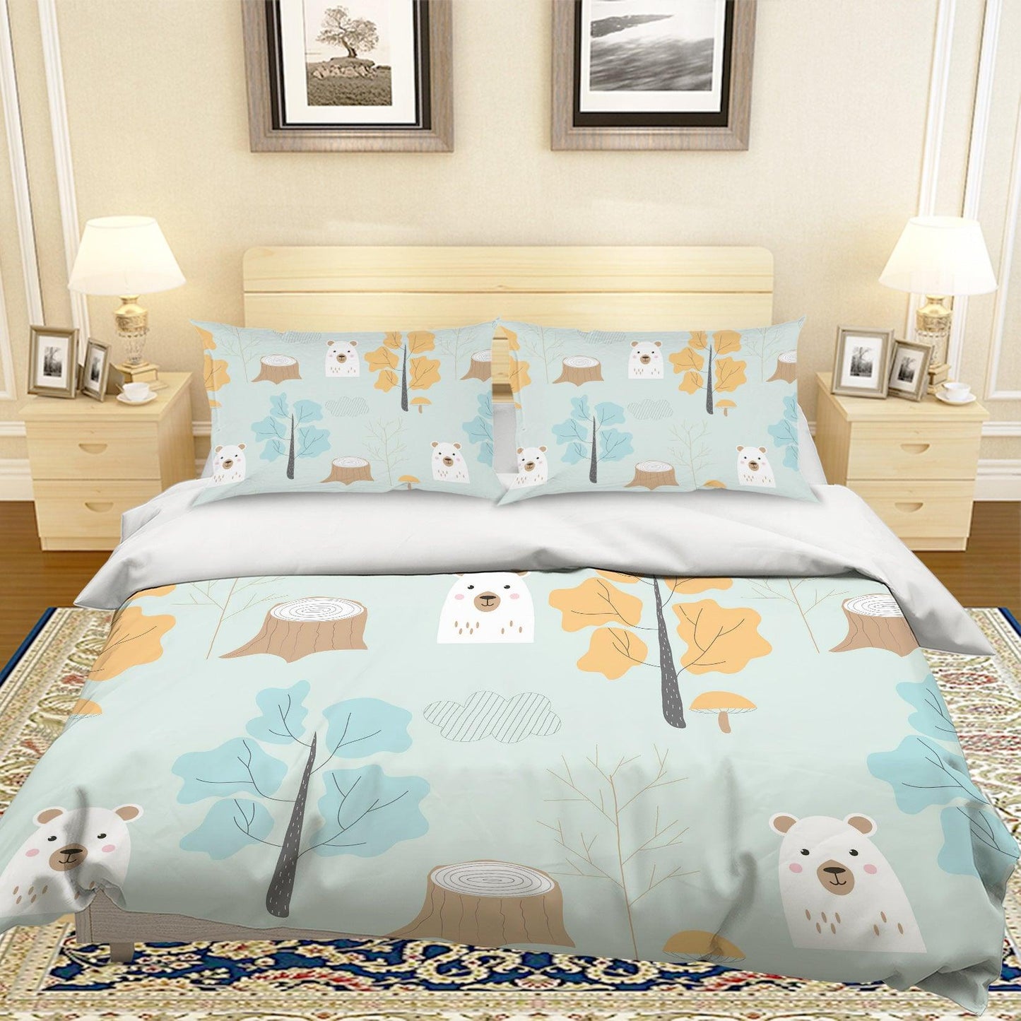 3D Cartoon Bear Tree Quilt Cover Set Bedding Set Pillowcases 95