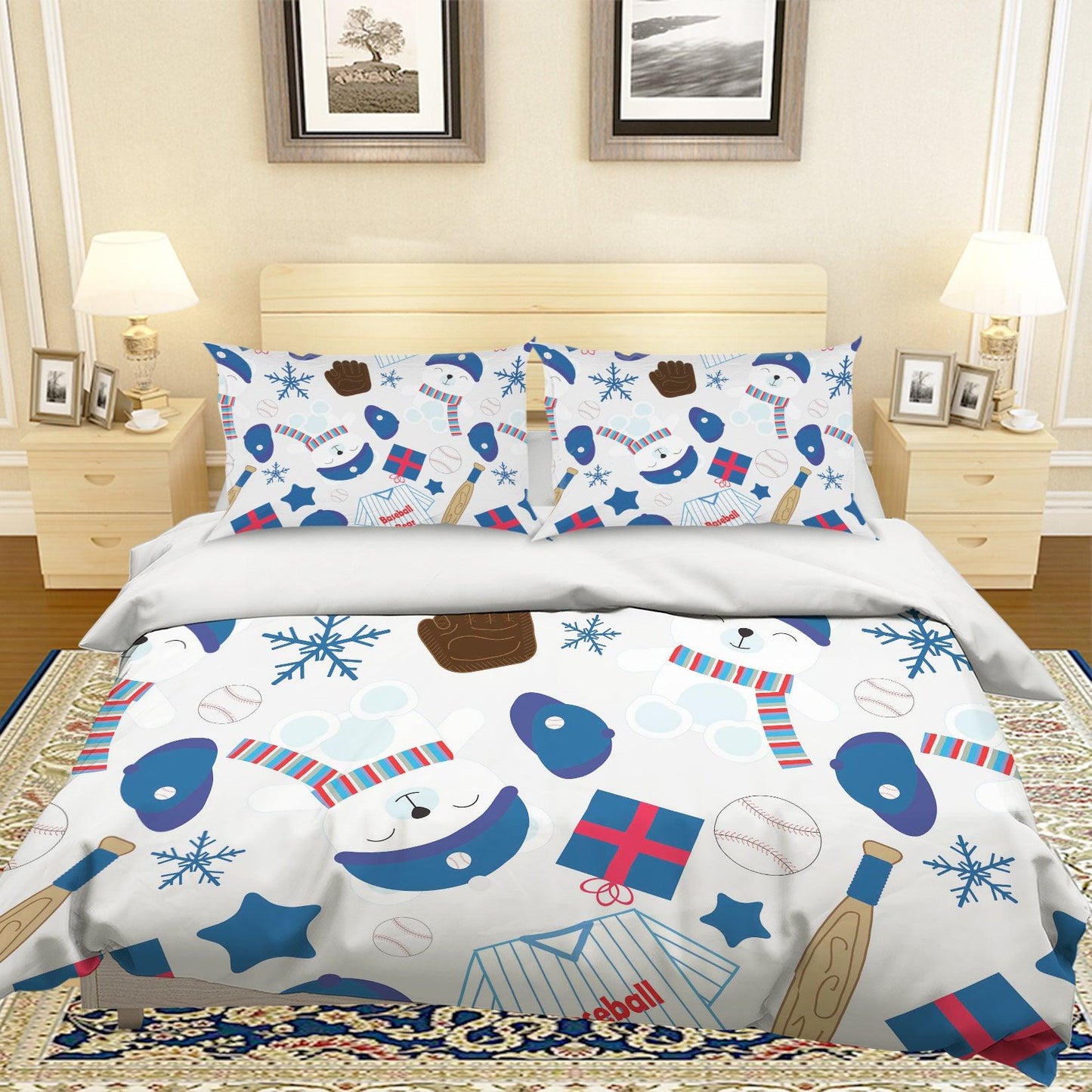 3D Baseball Clothes Hats Quilt Cover Set Bedding Set Pillowcases 126