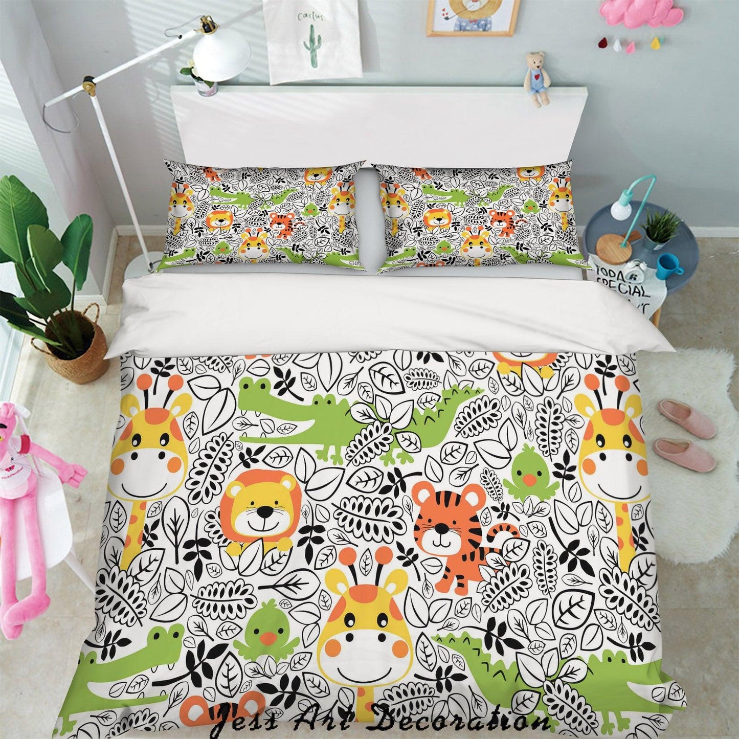 3D Cartoon Forest Animals Quilt Cover Set Bedding Set Pillowcases 91