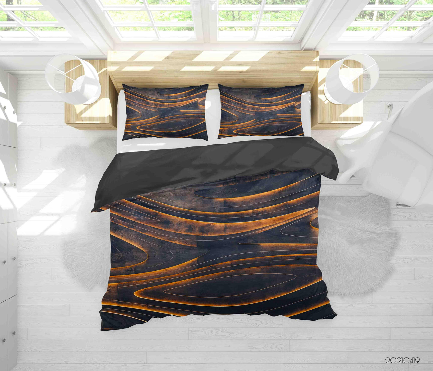 3D Abstract Golden Line Marble Quilt Cover Set Bedding Set Duvet Cover Pillowcases 170
