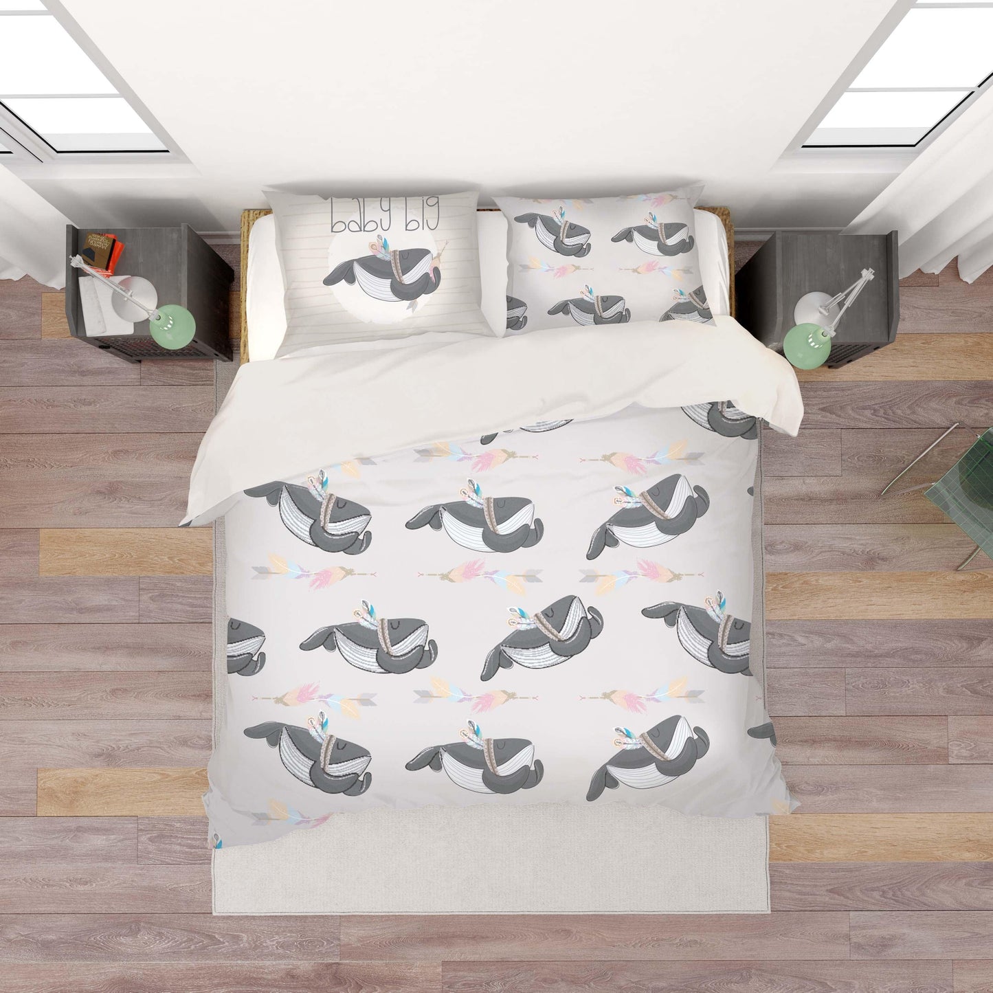 3D Cartoon Ocean Whale Quilt Cover Set Bedding Set Duvet Cover Pillowcases LXL