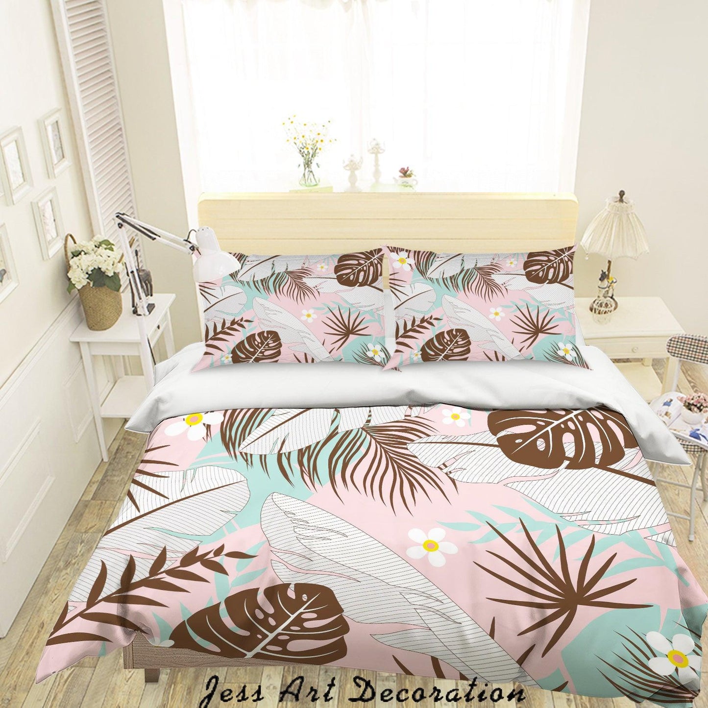 3D Brown Leaf Flower Quilt Cover Set Bedding Set Pillowcases 52