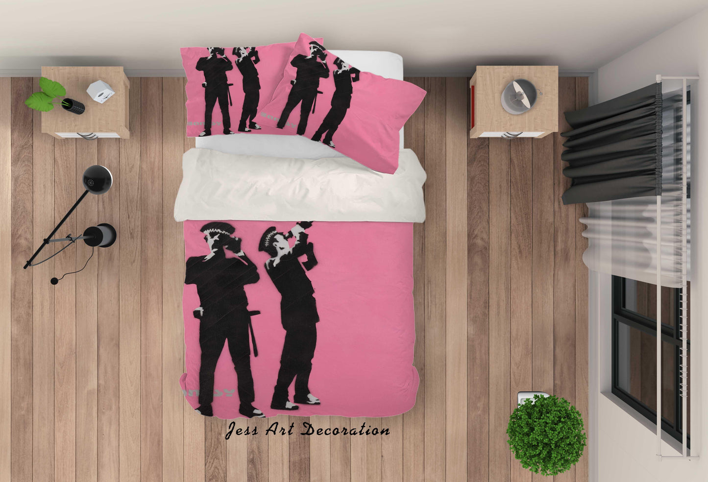 3D Banksy Avon & Somerset Constabulary Pink Quilt Cover Set Bedding Set Pillowcasesn ZY D4