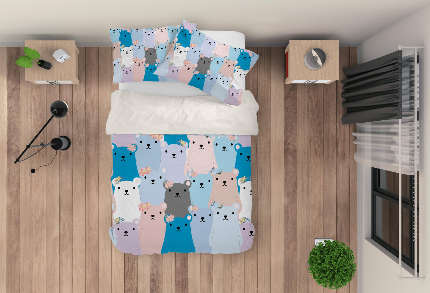 3D Cartoon Bear Quilt Cover Set Bedding Set Pillowcases 34