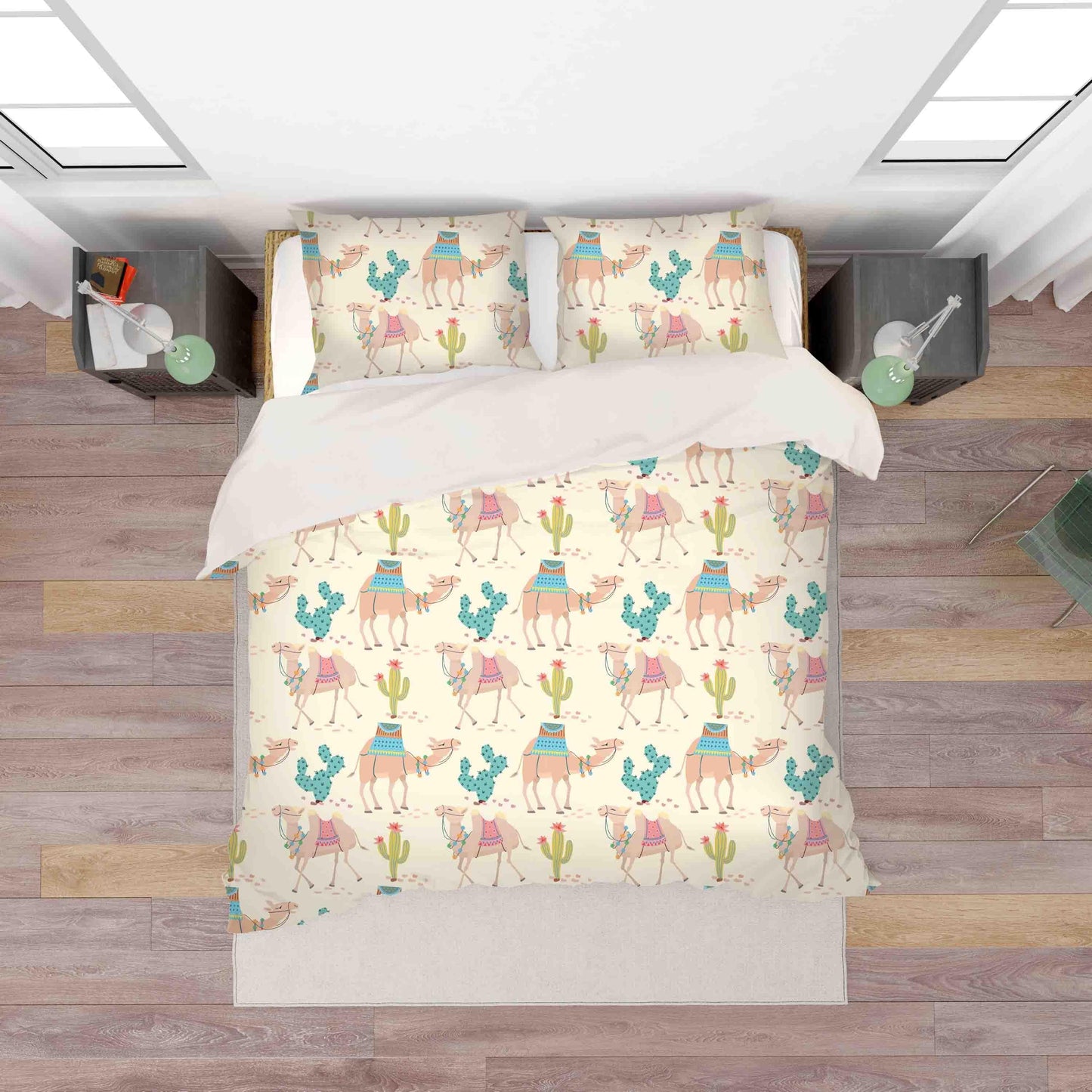 3D Camellia Cactus Quilt Cover Set Bedding Set Pillowcases 65