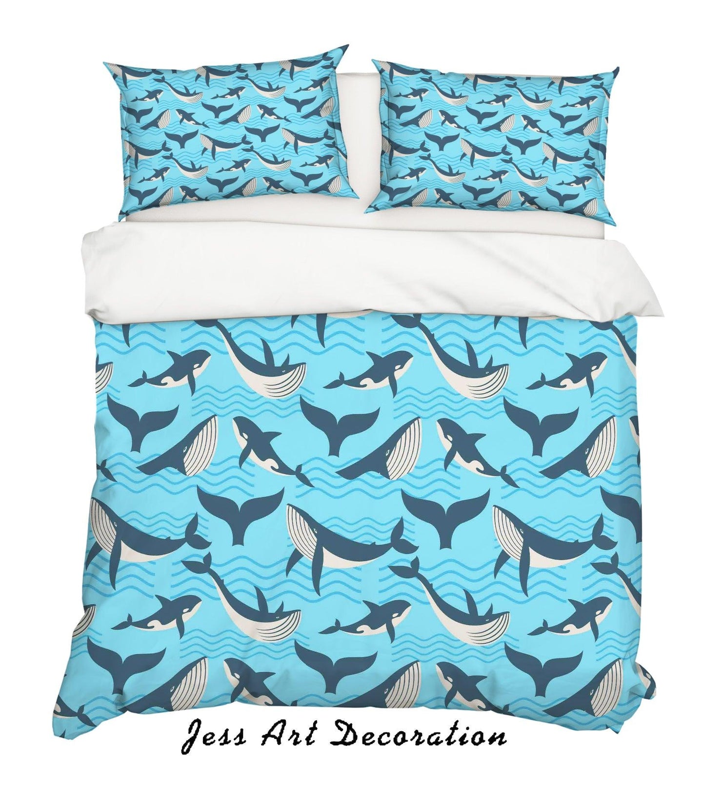 3D Cartoon Blue Dolphin Quilt Cover Set Bedding Set Pillowcases 148