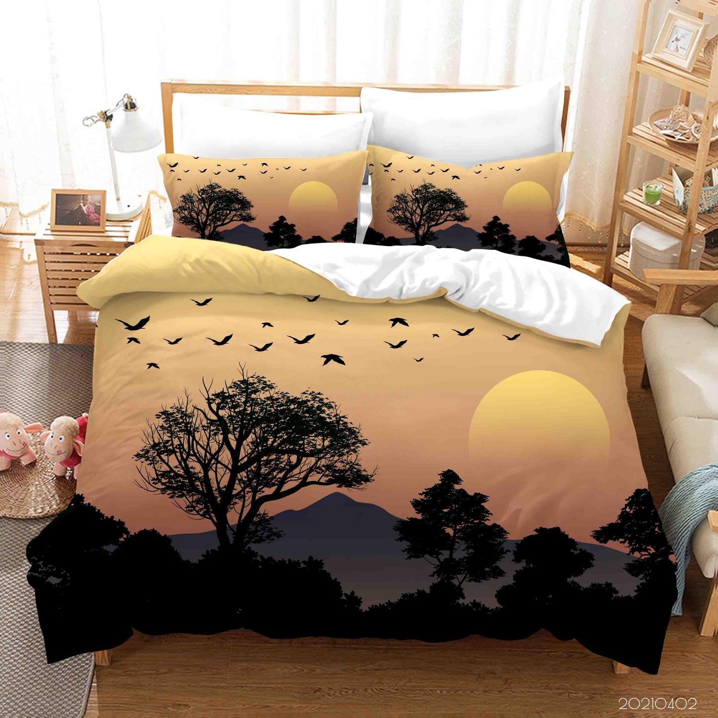 3D Birds Sunset Sky Forest Quilt Cover Set Bedding Set Duvet Cover Pillowcases 35 LQH