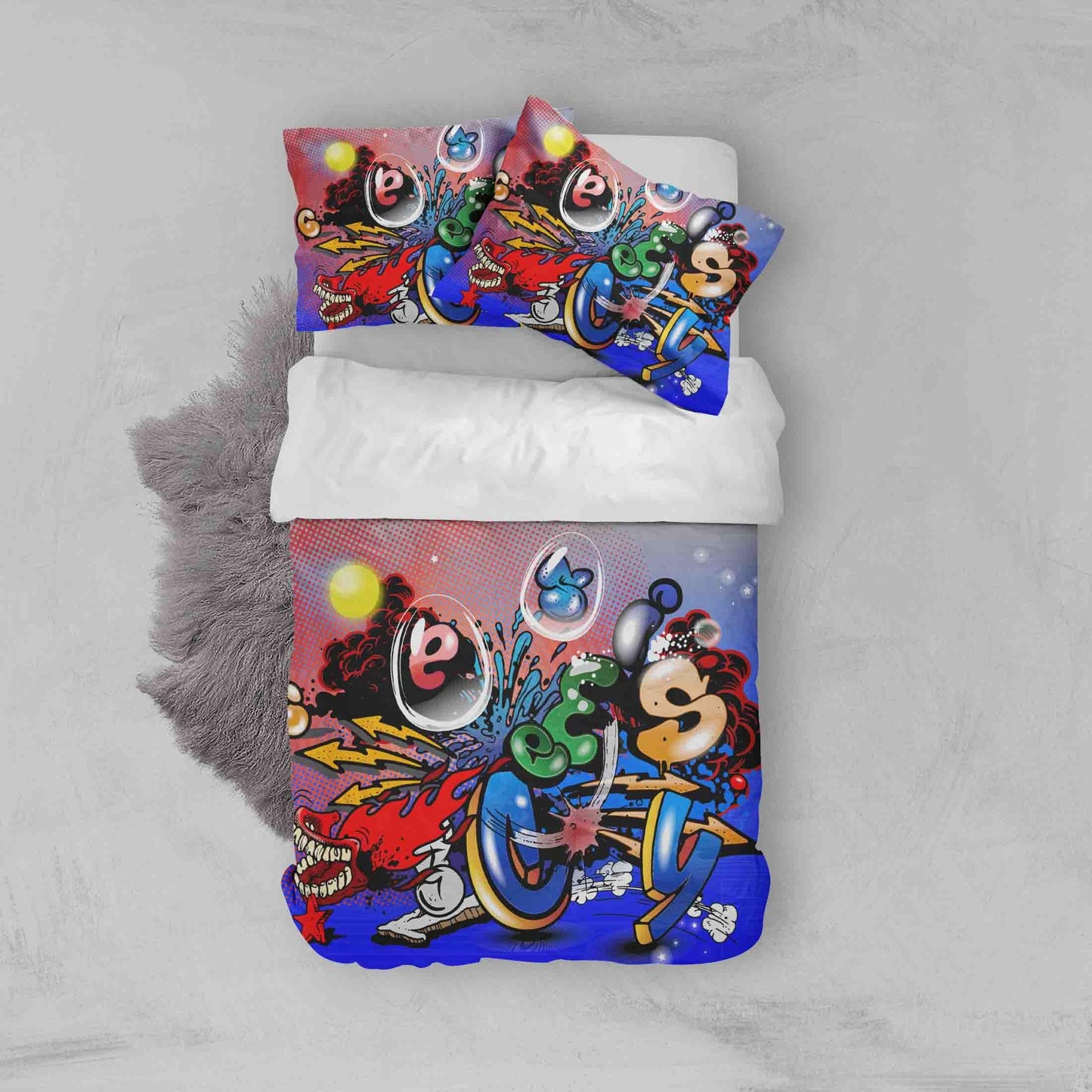 3D Blue Graffiti Quilt Cover Set Bedding Set Duvet Cover Pillowcases SF092