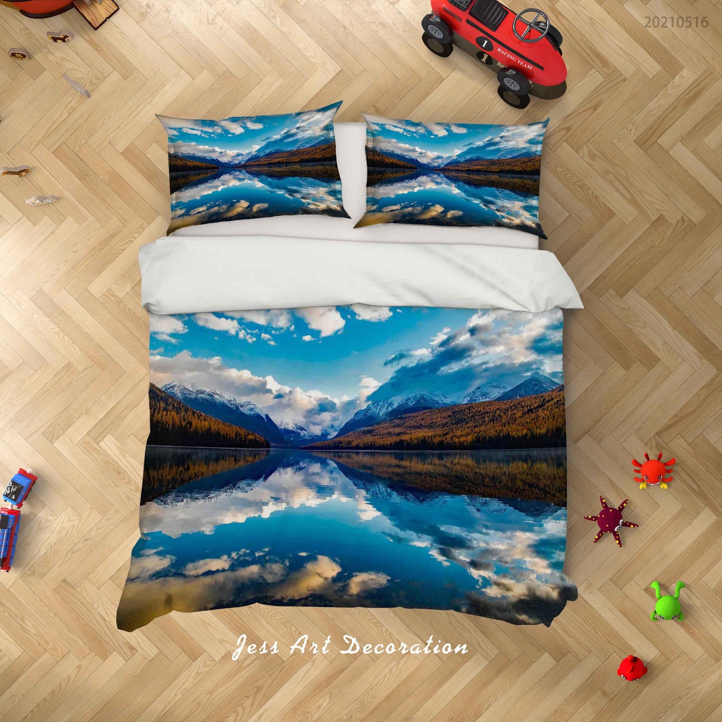 3D Blue Sky Cloud Lake Landscape Quilt Cover Set Bedding Set Duvet Cover Pillowcases 40