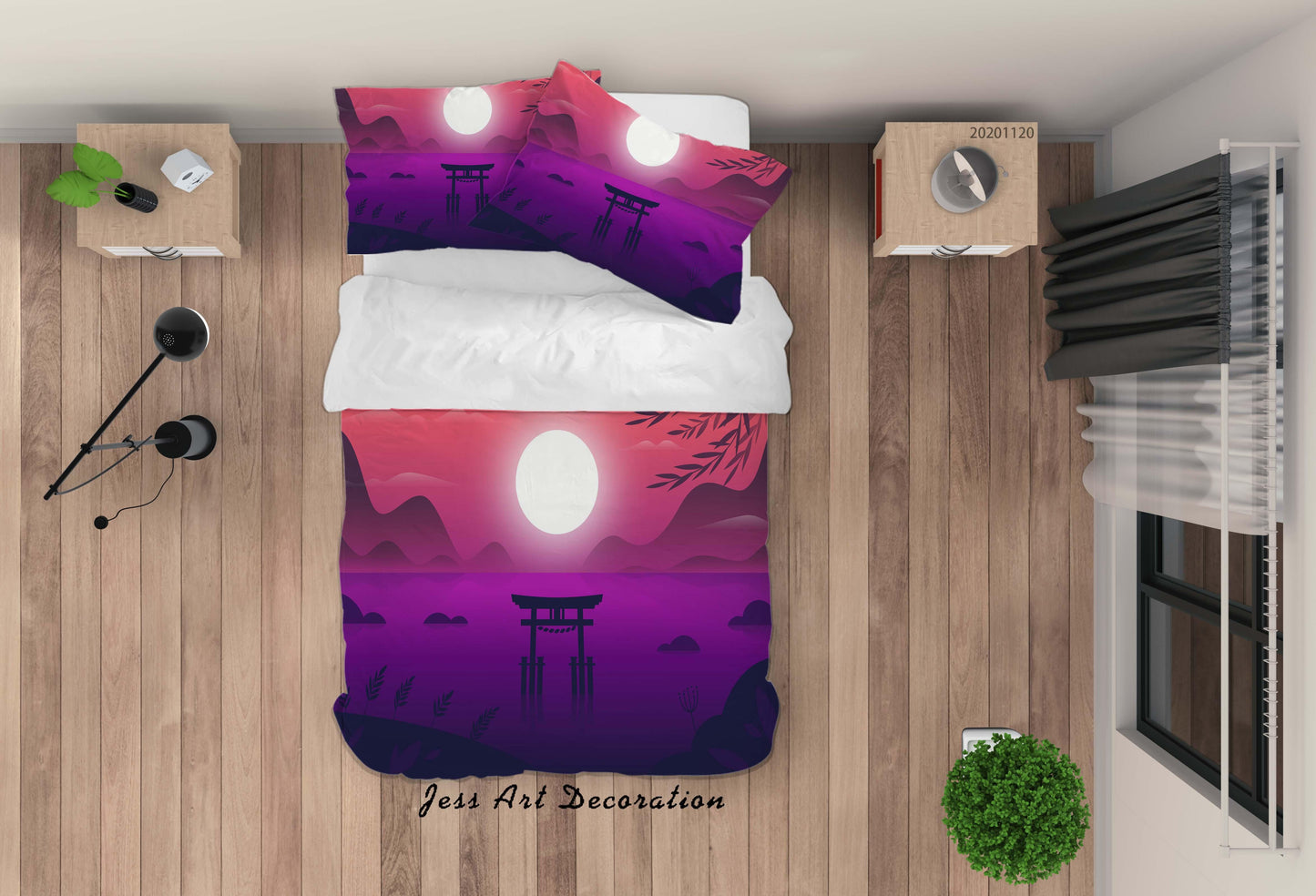 3D Ancient Architecture Sun Mountain Landscape Quilt Cover Set Bedding Set Duvet Cover Pillowcases LXL